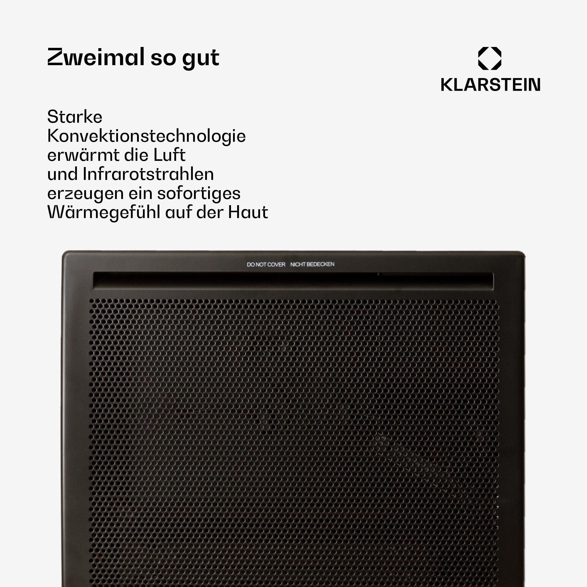 Klarstein Heizstrahler Hot Spot Slimcurve Double Wave 2-in-1 Heizgerät, elektrische Konvektor Heizung Elektrokoheizung elektrischer Heizkörper