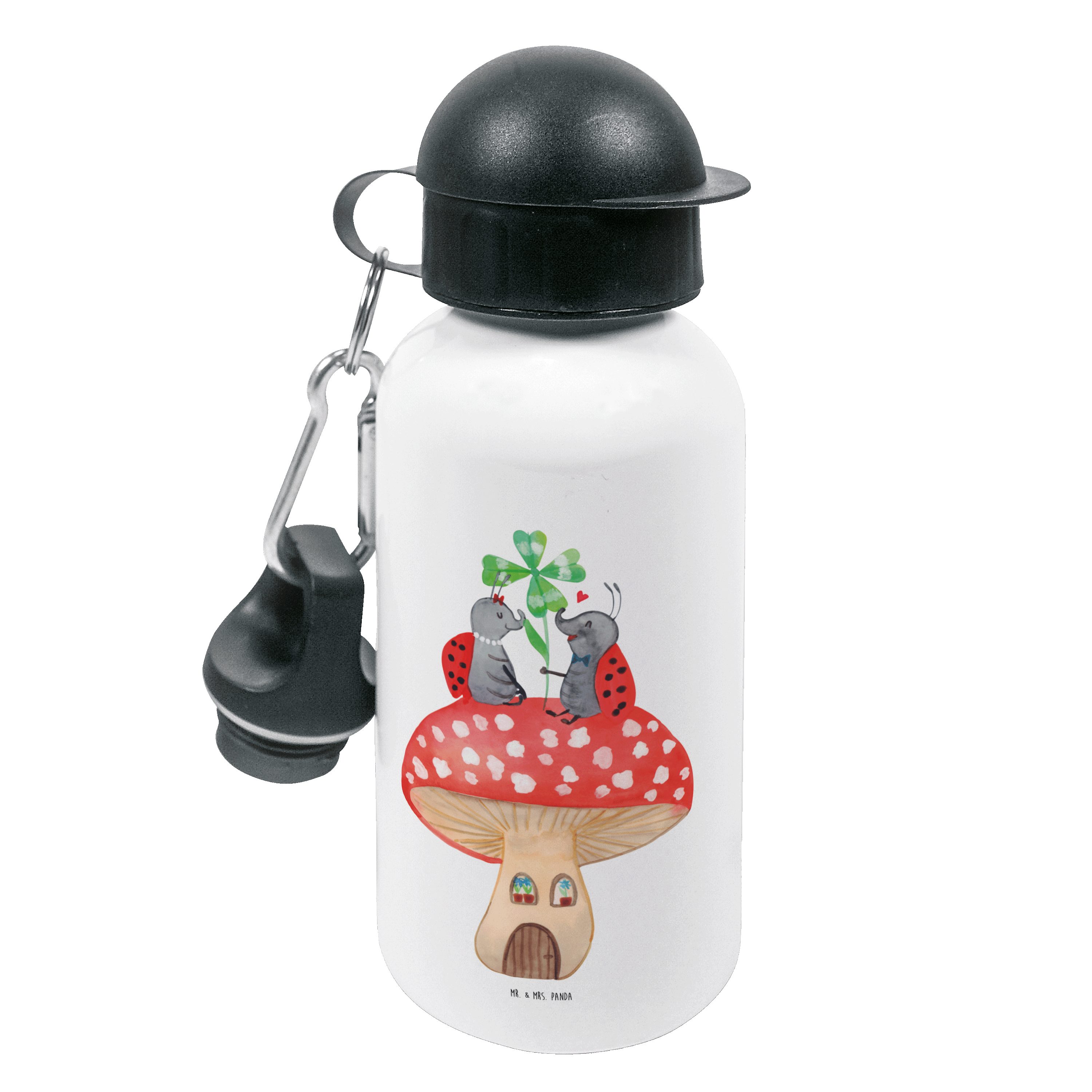 Mr. & Mrs. Panda Trinkflasche Marienkäfer Paar Fliegenpilz - Weiß - Geschenk, Haus, Mädchen, Tiere