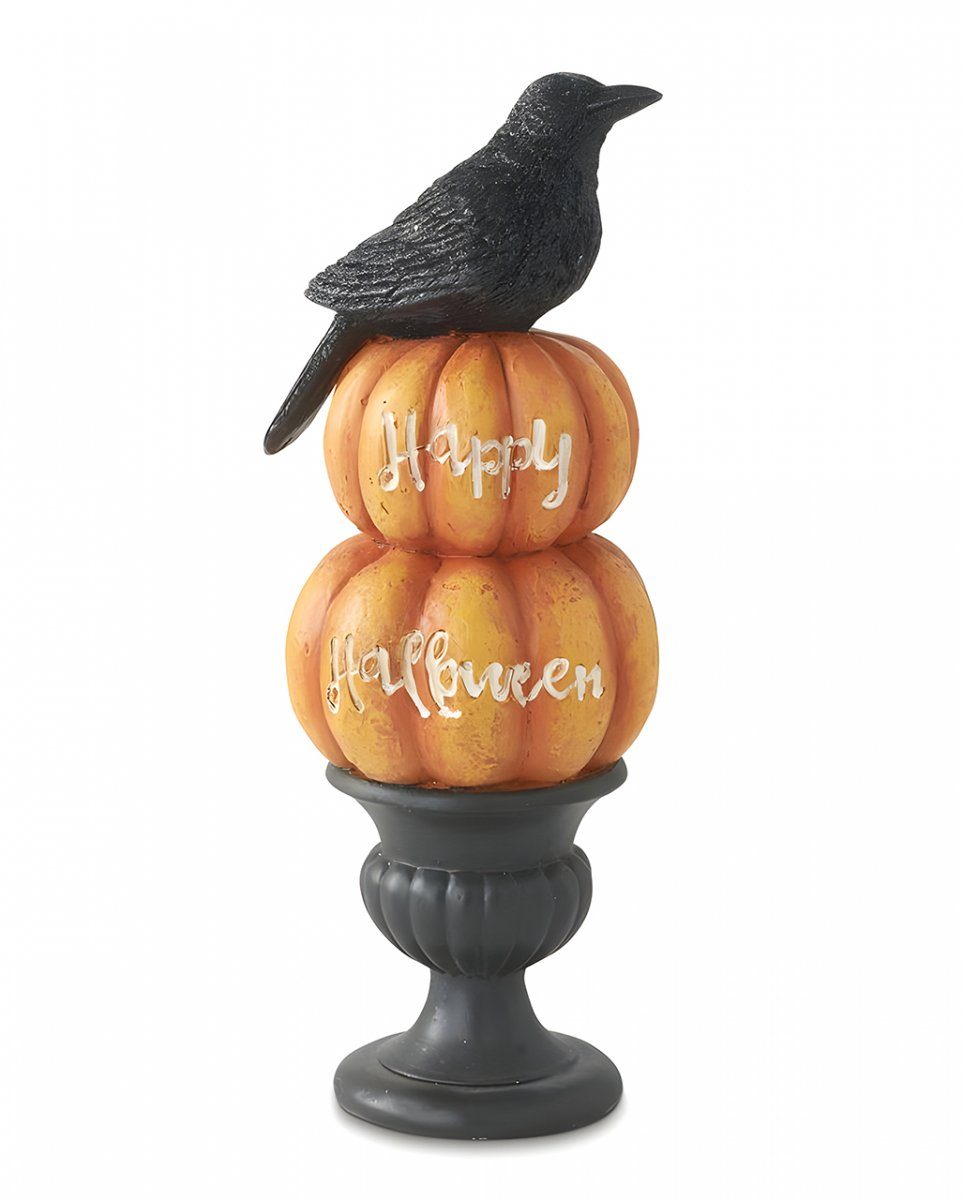 Dekoobjekt Happy Halloween Kürbis & Krähe Dekofigur 22cm