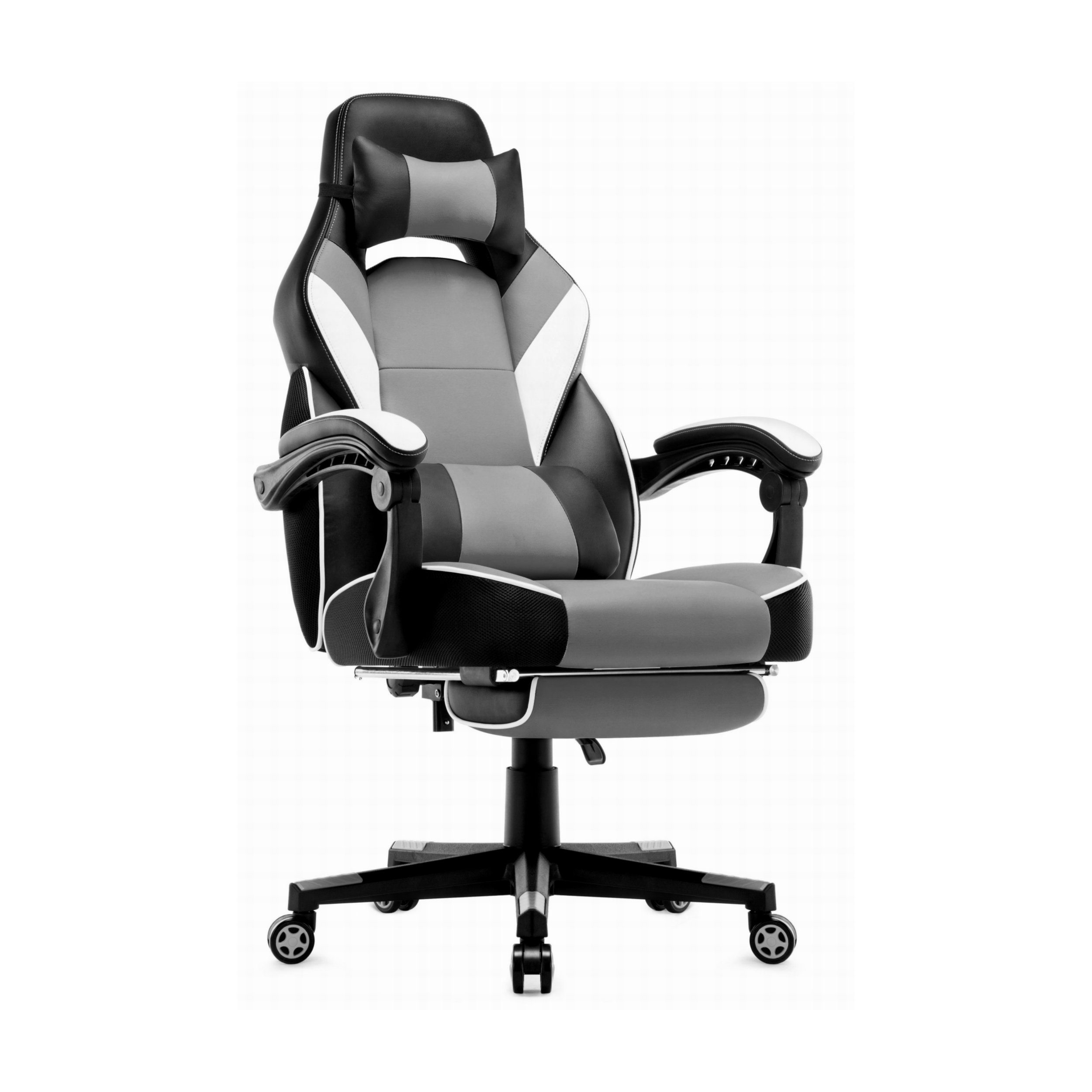 Intimate WM Heart Gaming-Stuhl und Fußstützen Hoher Rückenlehne grau mit