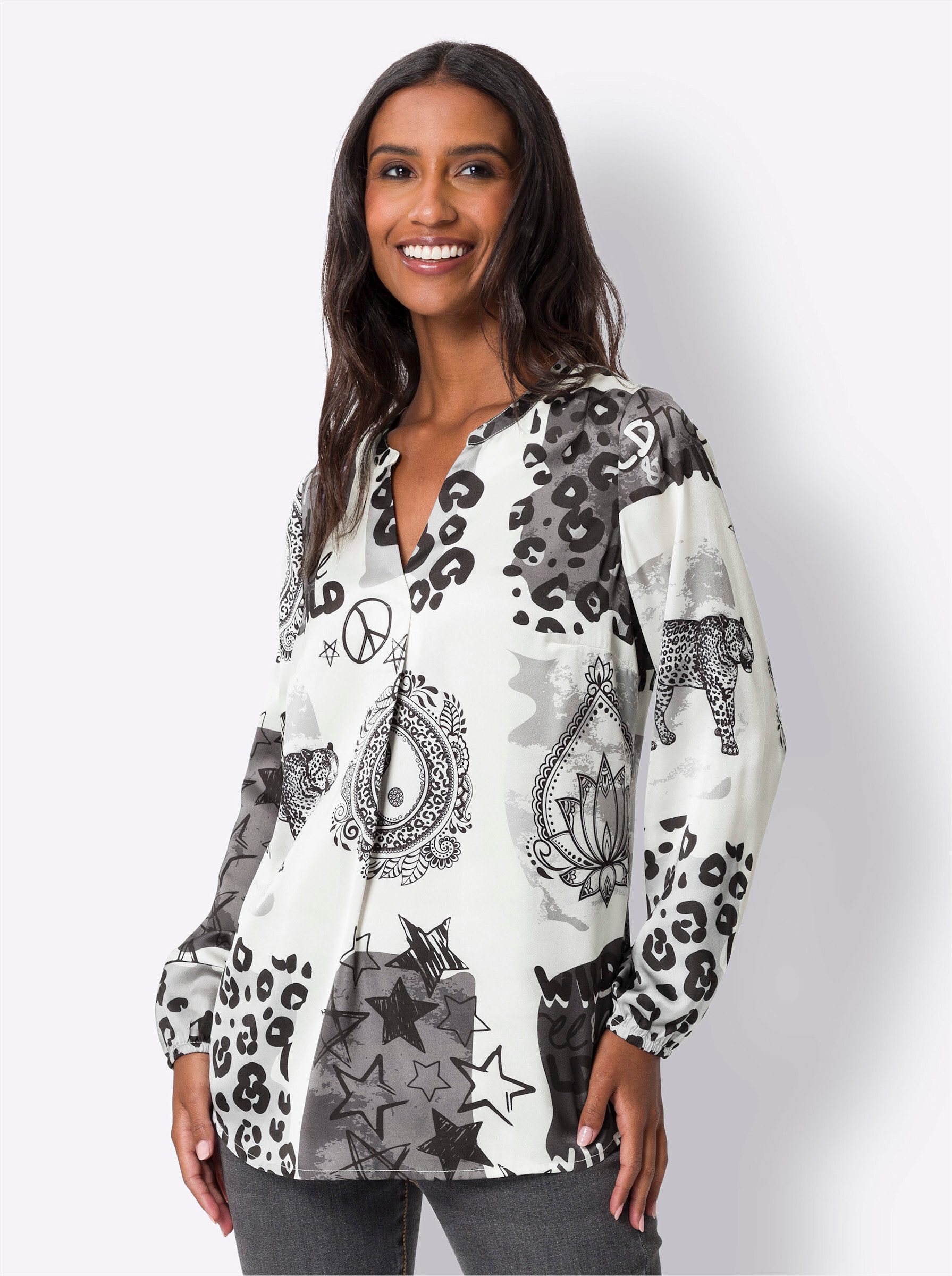 heine Klassische Bluse Druckbluse Langarm
