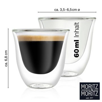 Moritz & Moritz Gläser-Set 6 x 60 ml Espresso-Gläser, Borosilikatglas, für Espresso, Tee, Heiß- und Kaltgetränke