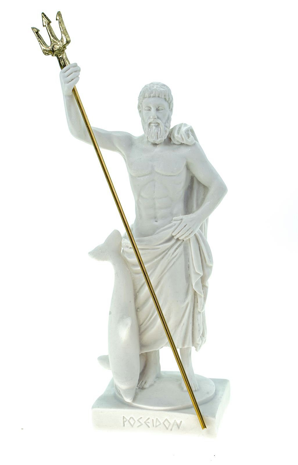 Kremers Schatzkiste Dekofigur Alabaster Figur Poseidon mit Dreizack Gott des Meeres 15 cm