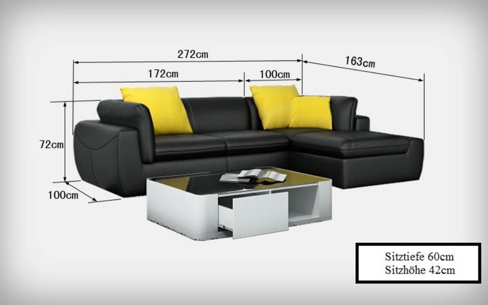 JVmoebel Ecksofa, Ecksofa Wohnlandschaft Modern Design Eck Couch Ledersofa Sofa