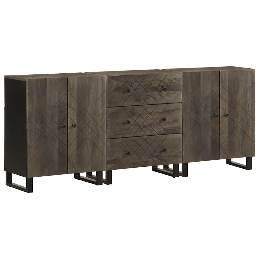 vidaXL Sideboard 3-tlg. Sideboards Schwarz 60x33x75 cm Massivholz