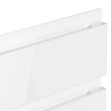 Lomadox Küchenzeile MARSEILLE-03, Fronten Hochglanz weiß, Arbeitsplatte Betonoptik, 300cm, ohne E-Geräte