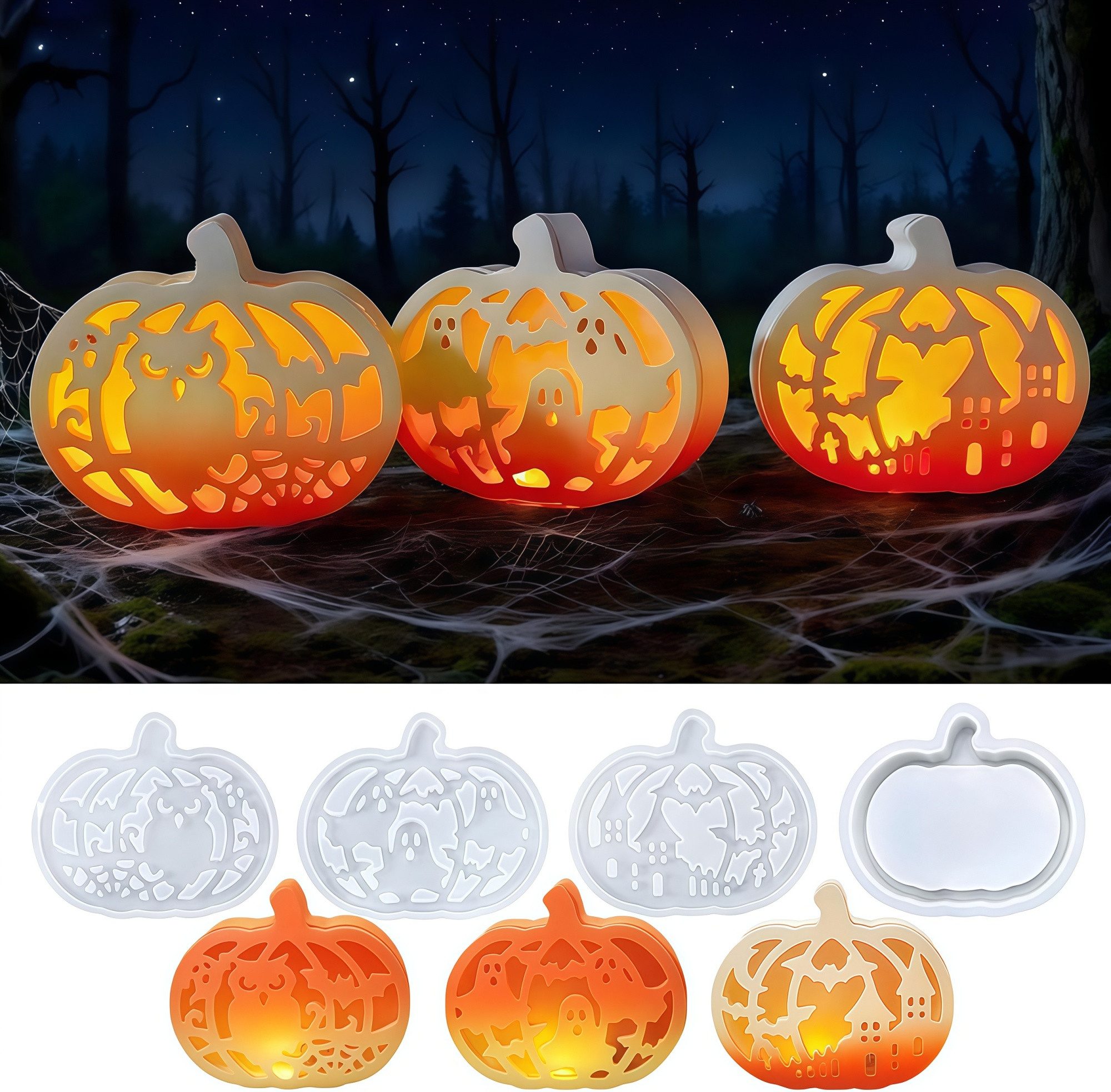 FOUORTUNATE-BEE Silikonform 4er Set Kürbis-Silikonformen für Halloween-Dekoratio im Vergleich