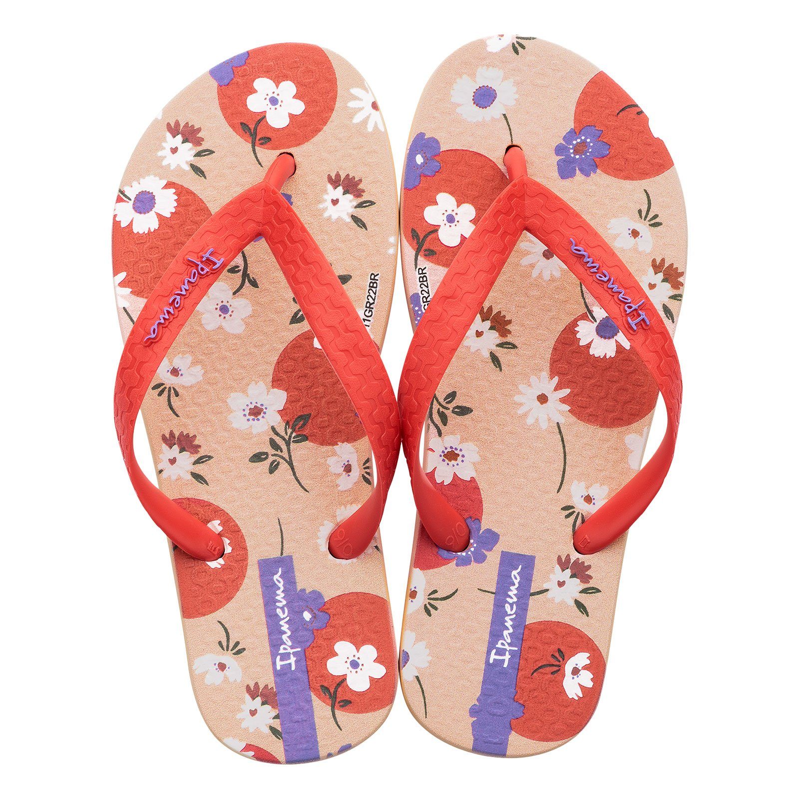 Ipanema Classic XI Kids Zehentrenner mit Markenschriftzug auf dem Riemchen AJ482 beige / red / lilac