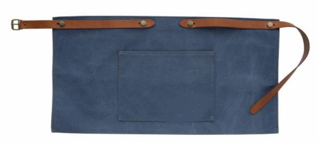 Crafted Leather & Lifestyle Kochschürze Canvas, Kurz, Blau, (1-tlg), Mit Lederträger