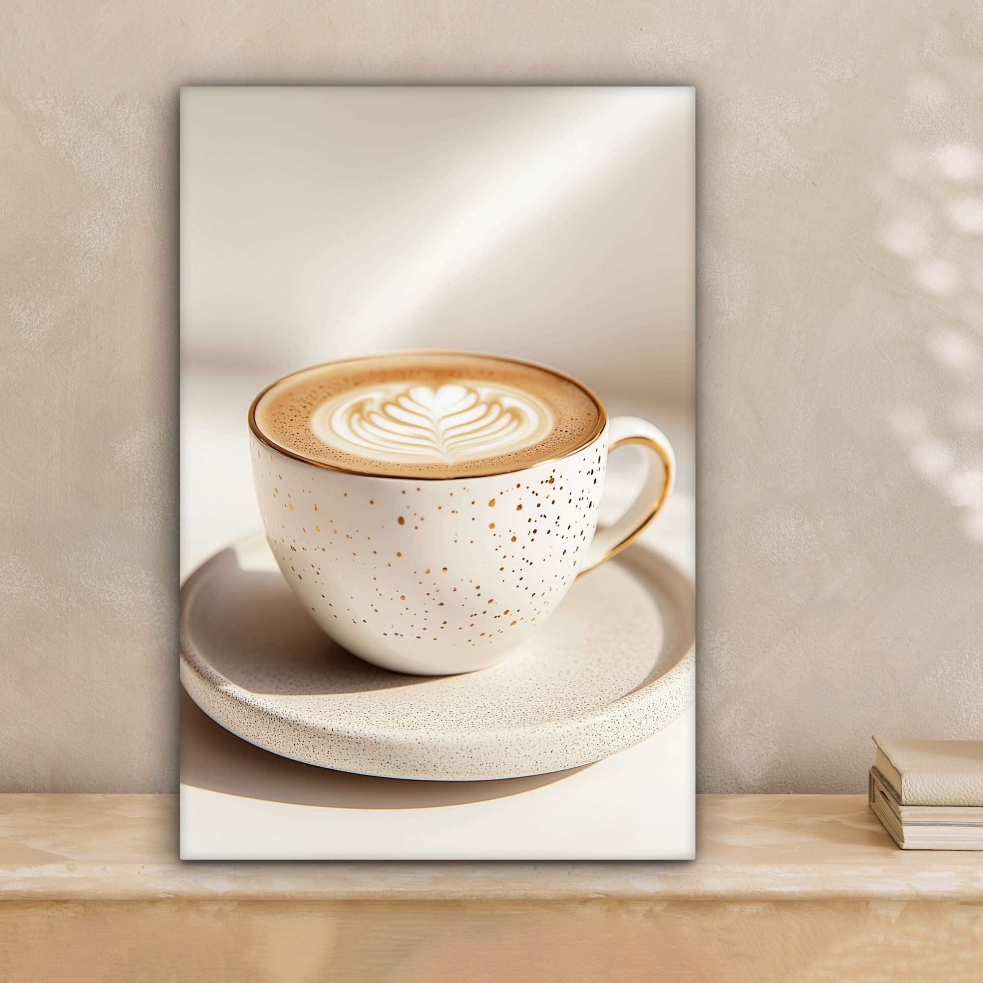 OneMillionCanvasses® Leinwandbild Cappuccino - Schaumstoff - Schale - Beige günstig online kaufen