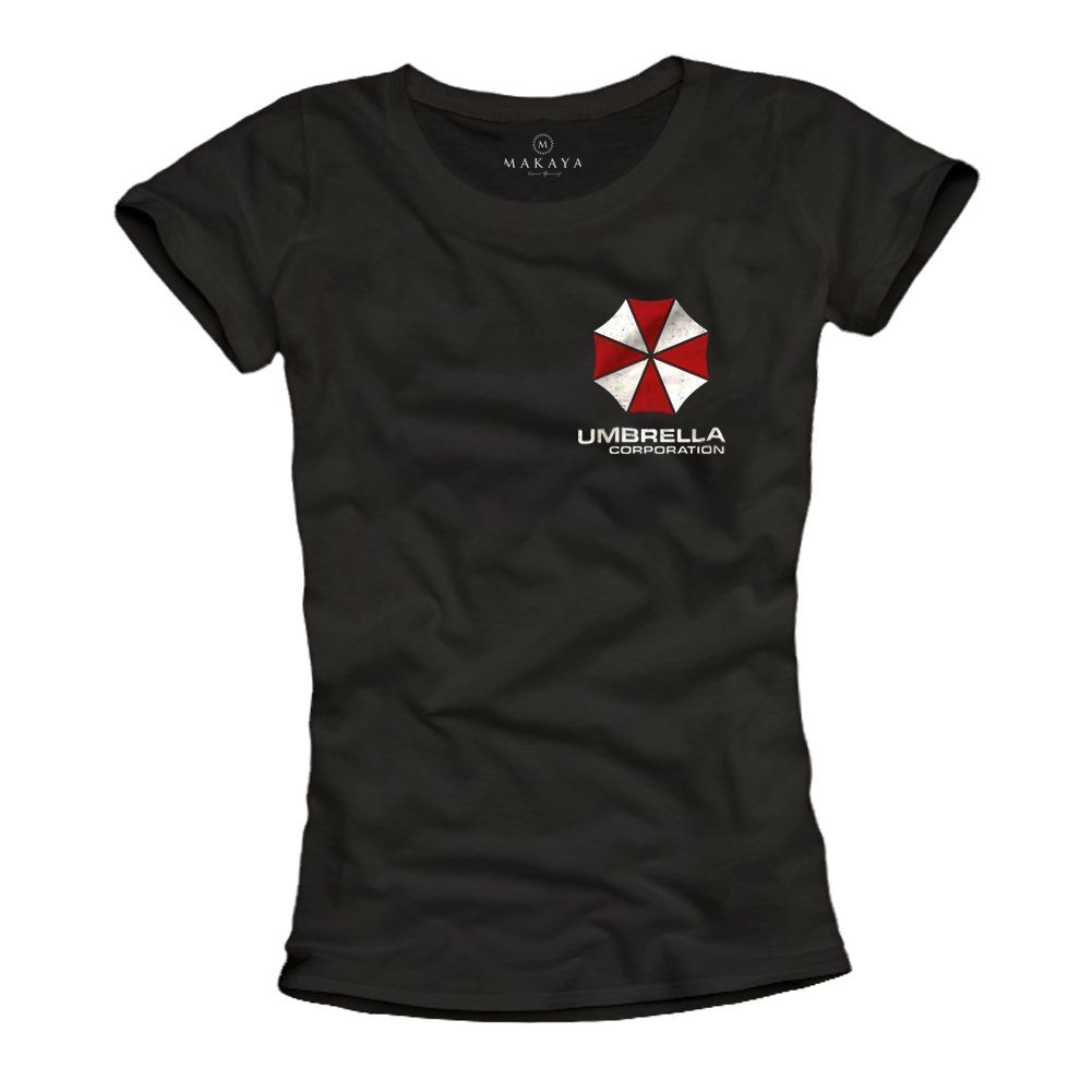 MAKAYA Print-Shirt Damen Schwarz Evil Umbrella günstig online kaufen