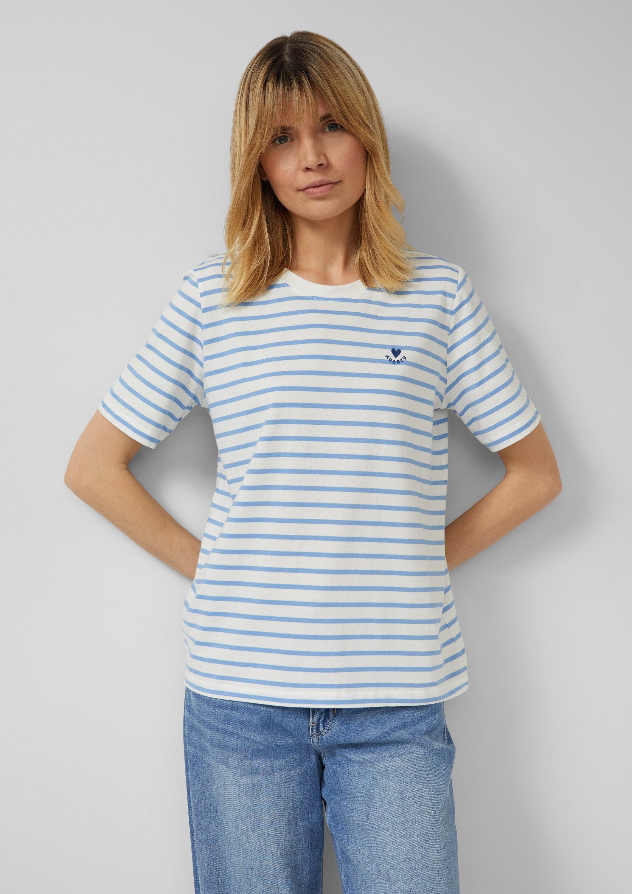 s.Oliver Kurzarmshirt T-Shirt Gestreiftes Jersey-T-Shirt mit Herz-Stickerei günstig online kaufen