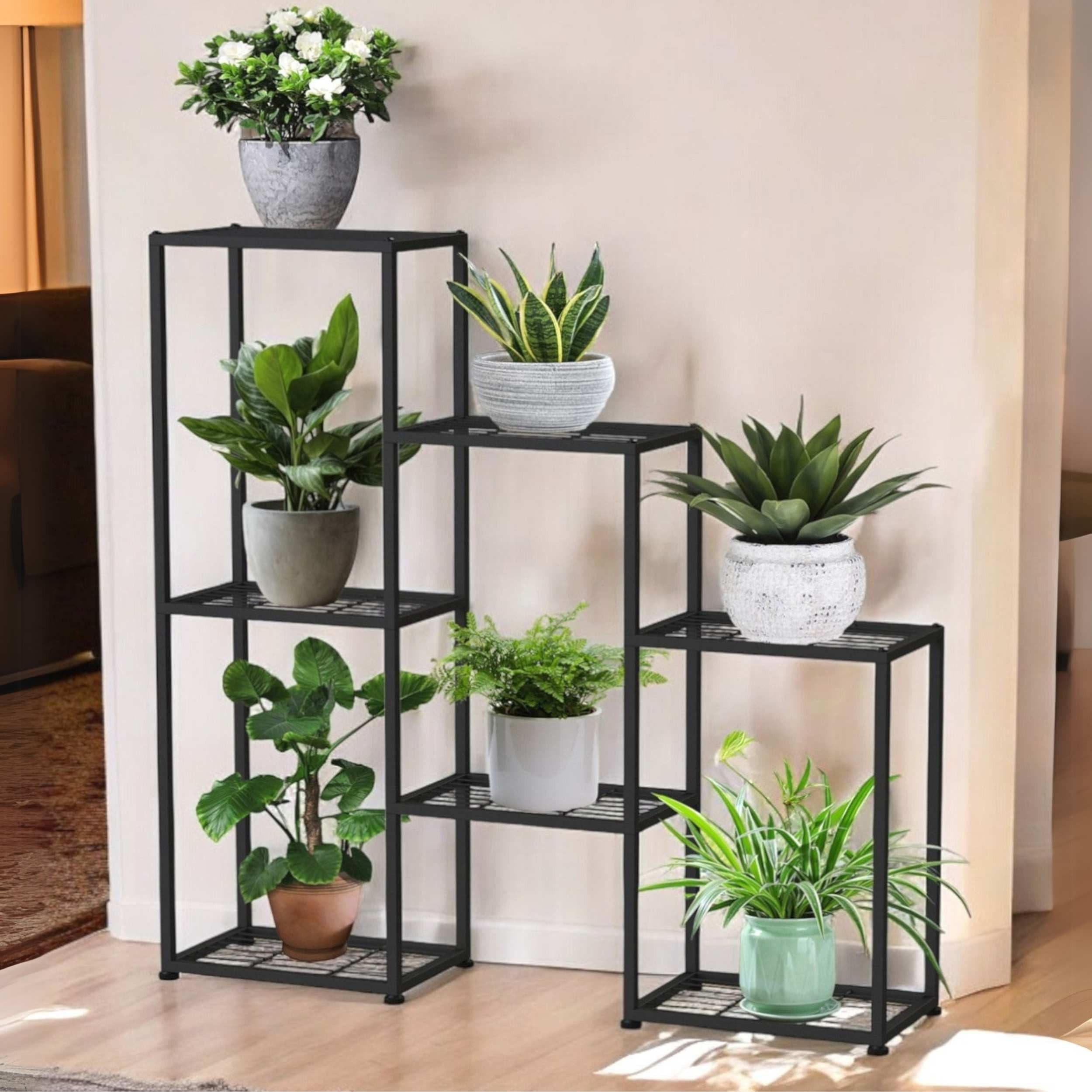 DanDiBo Pflanzentreppe Wohnzimmer Metall Schwarz 6 günstig online kaufen