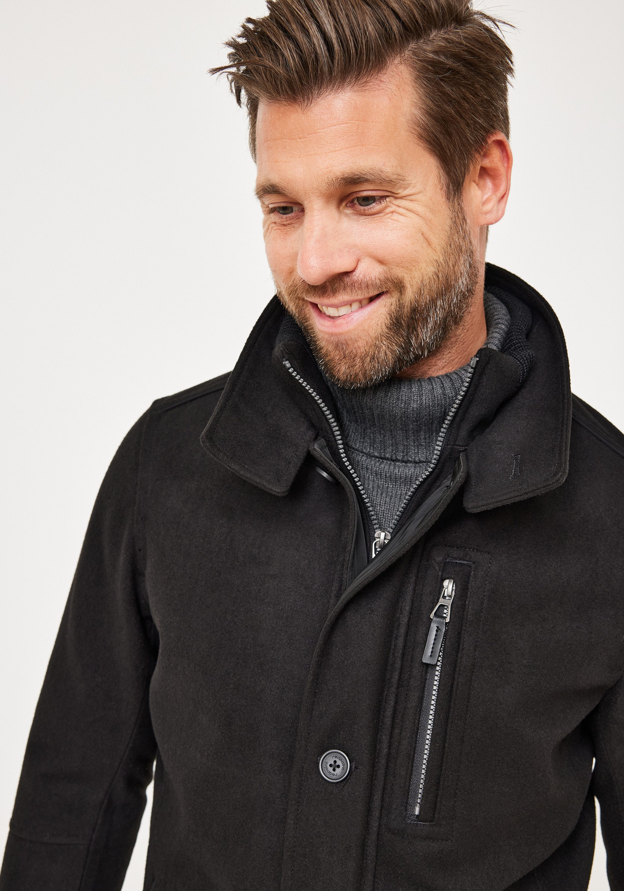 Redpoint Winterjacke GILL Modern Fit Wool Blend Melange Wintermantel