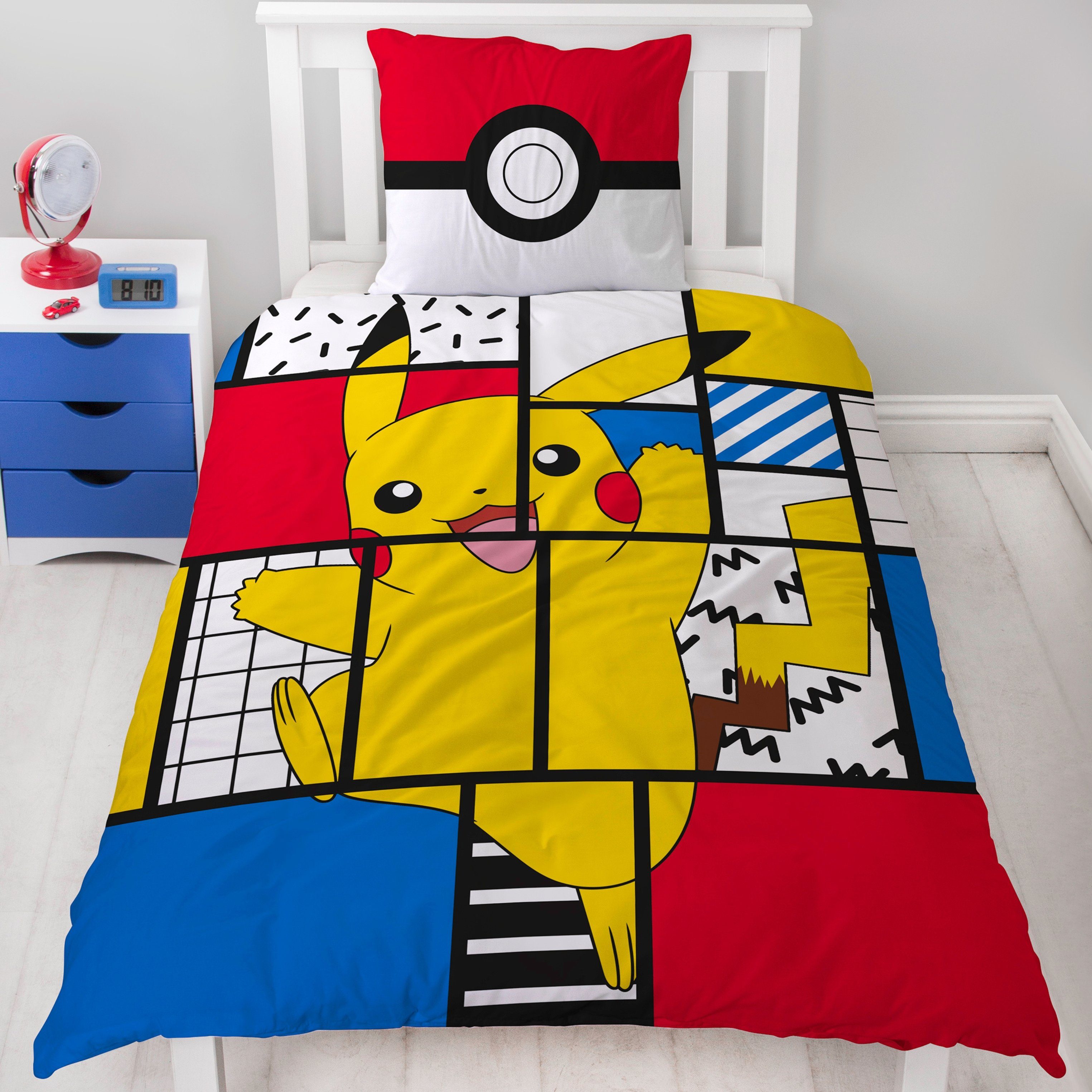 Bettwäsche Pokémon 135x200 + 80x80 cm, 100 % Baumwolle, MTOnlinehandel, Renforcé, 2 teilig, Pikachu für Kinder, Teenager, Jugend