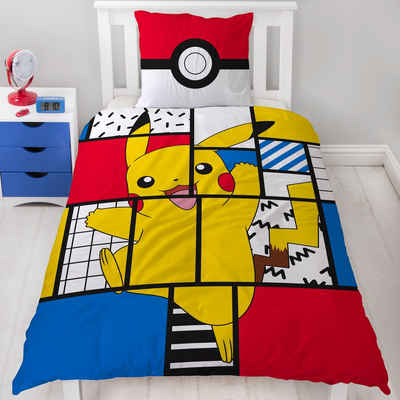 Bettwäsche Pokémon 135x200 + 80x80 cm, 100 % Baumwolle, MTOnlinehandel, Renforcé, 2 teilig, Pikachu für Kinder, Teenager, Jugend