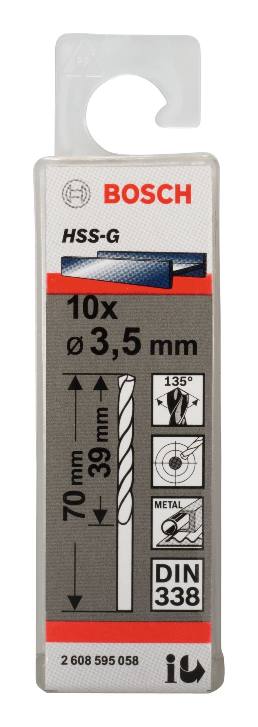mm HSS-G (DIN x 338) (10 Metallbohrer, - 3,5 x 39 10er-Pack Stück), BOSCH - 70