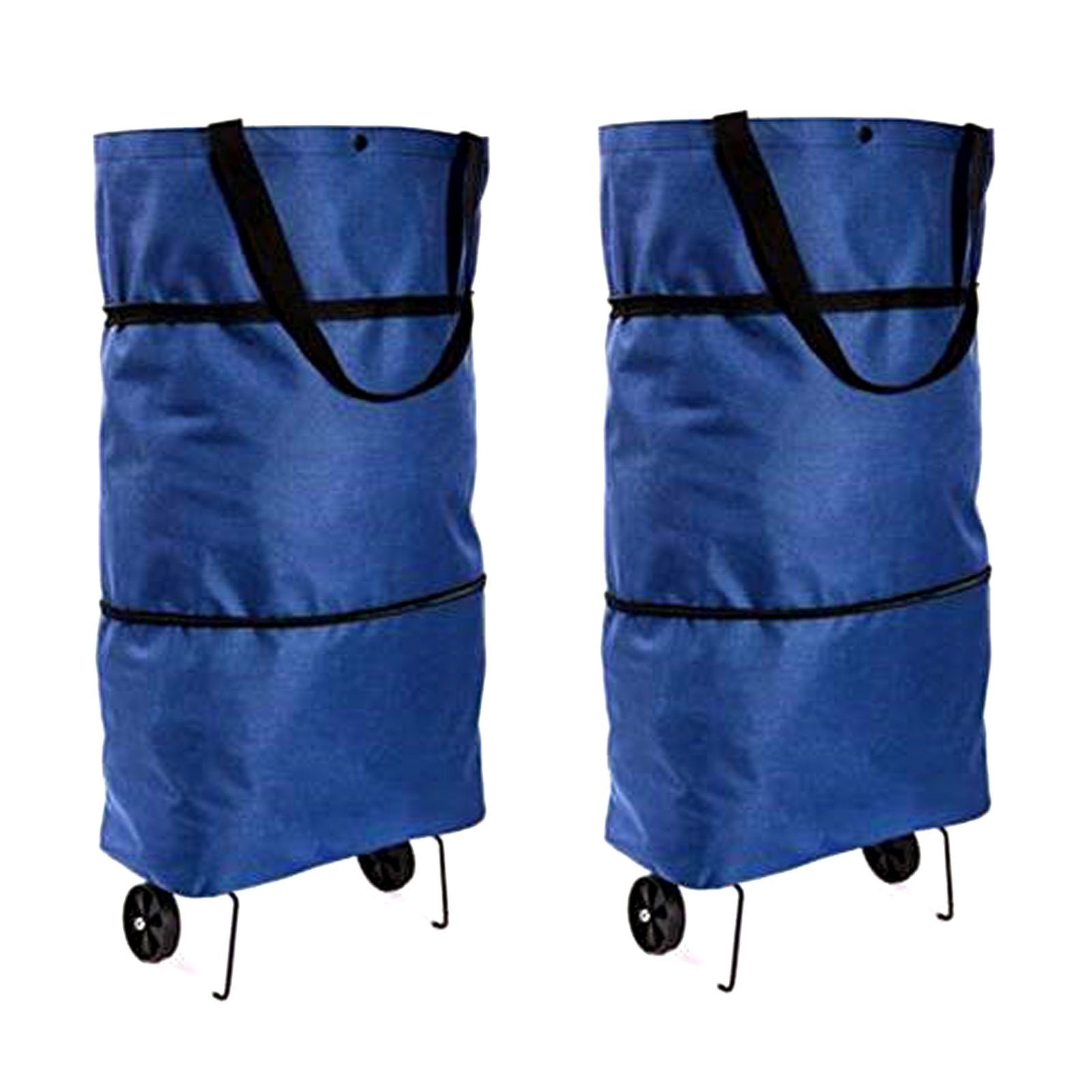 HAC24 Einkaufstrolley 2x 2in1 Einkaufstasche und Einkaufsroller Trolley Tragetasche, 26 l, Blau mit Einklappbare Räder mit Standfüße