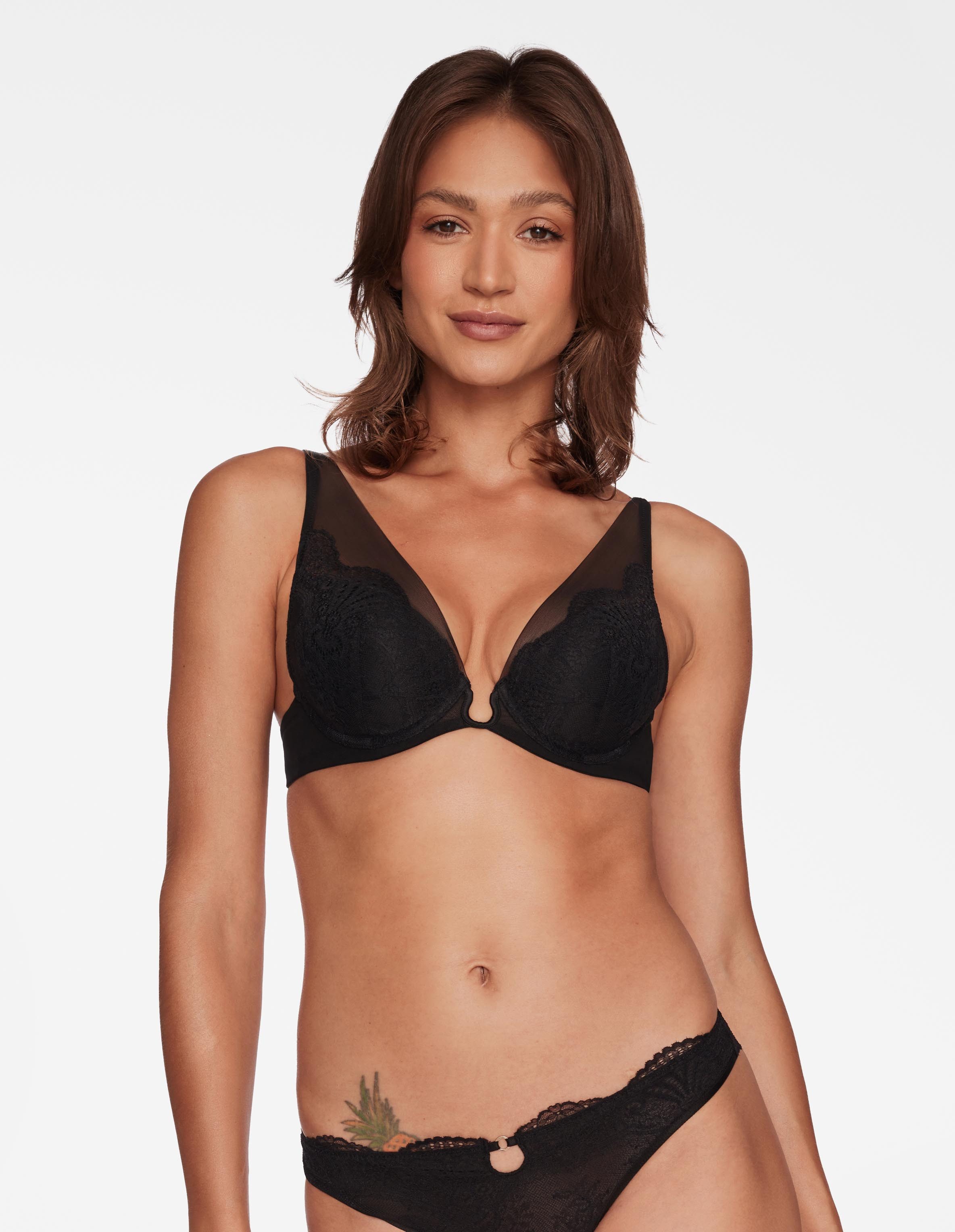 ESOTIQ Push-up-BH Push-up-BH Tone, transparentes Mesh, Spitzenbesatz