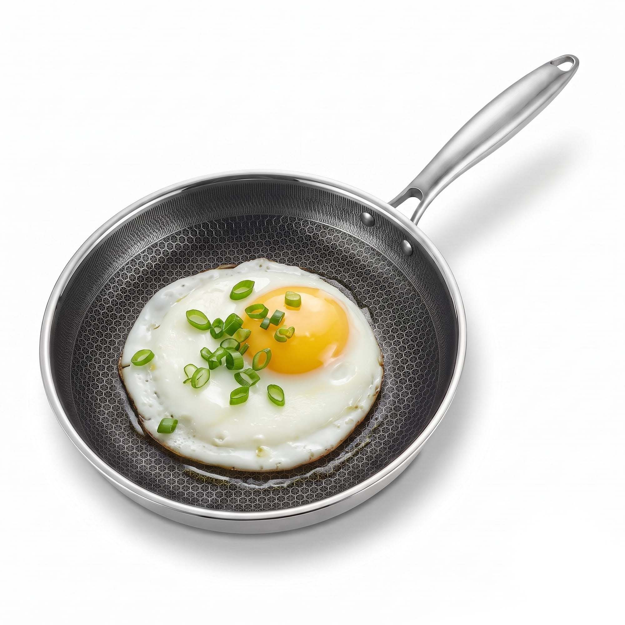 4BIG.fun Bratpfanne Bratpfanne Ø20 cm Edelstahl Induktion Pfanne Antihaft-Wabenstruktur, Edelstahl