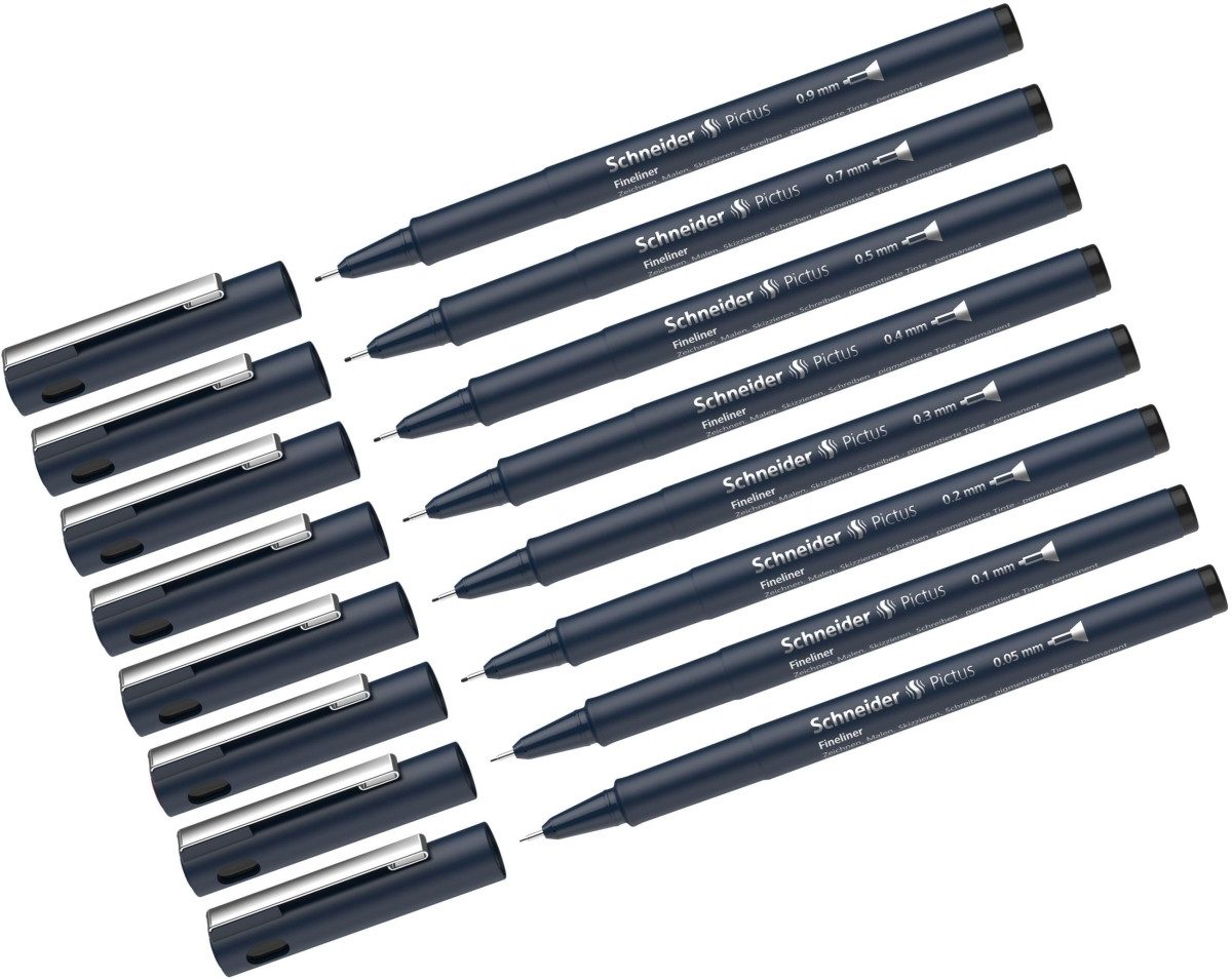 SCHNEIDER Fineliner Fineliner Pictus 0,05 0,1 0,2 0,3 0,4 0,5 0,7 0,9mm schwarz VE=8 Stück