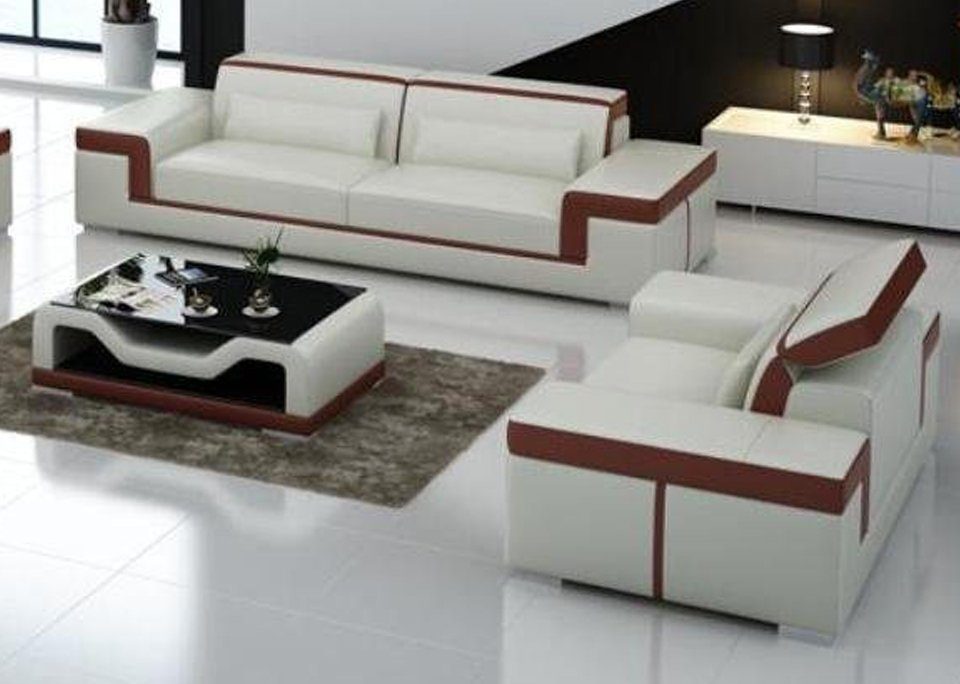 JVmoebel Sofa 3+1 Leder Modern in Couche Schwarze Sofas Made Sofagarnitur Polster Europe Sitzer