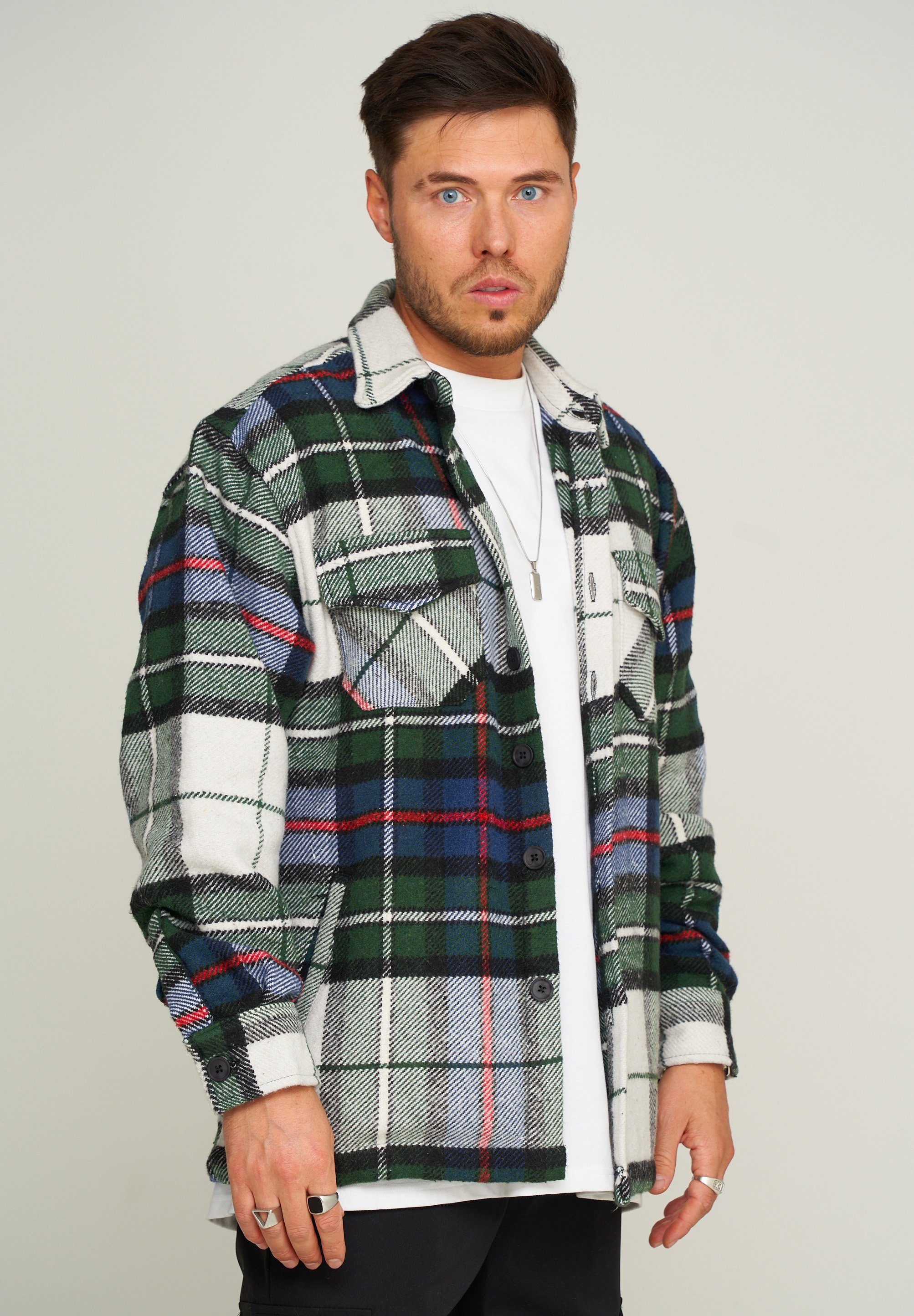 2Y Premium Flanellhemd 2YJOENSUU Oversized Flanell Green-White