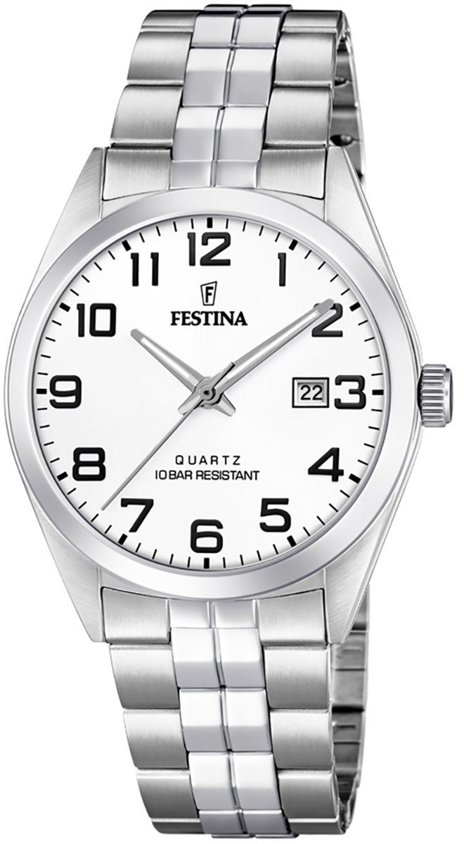 Festina Quarzuhr Herren Festina Armbanduhr silber rund, Herren F20437/1 Edelstahlarmband Edelstahl, Uhr