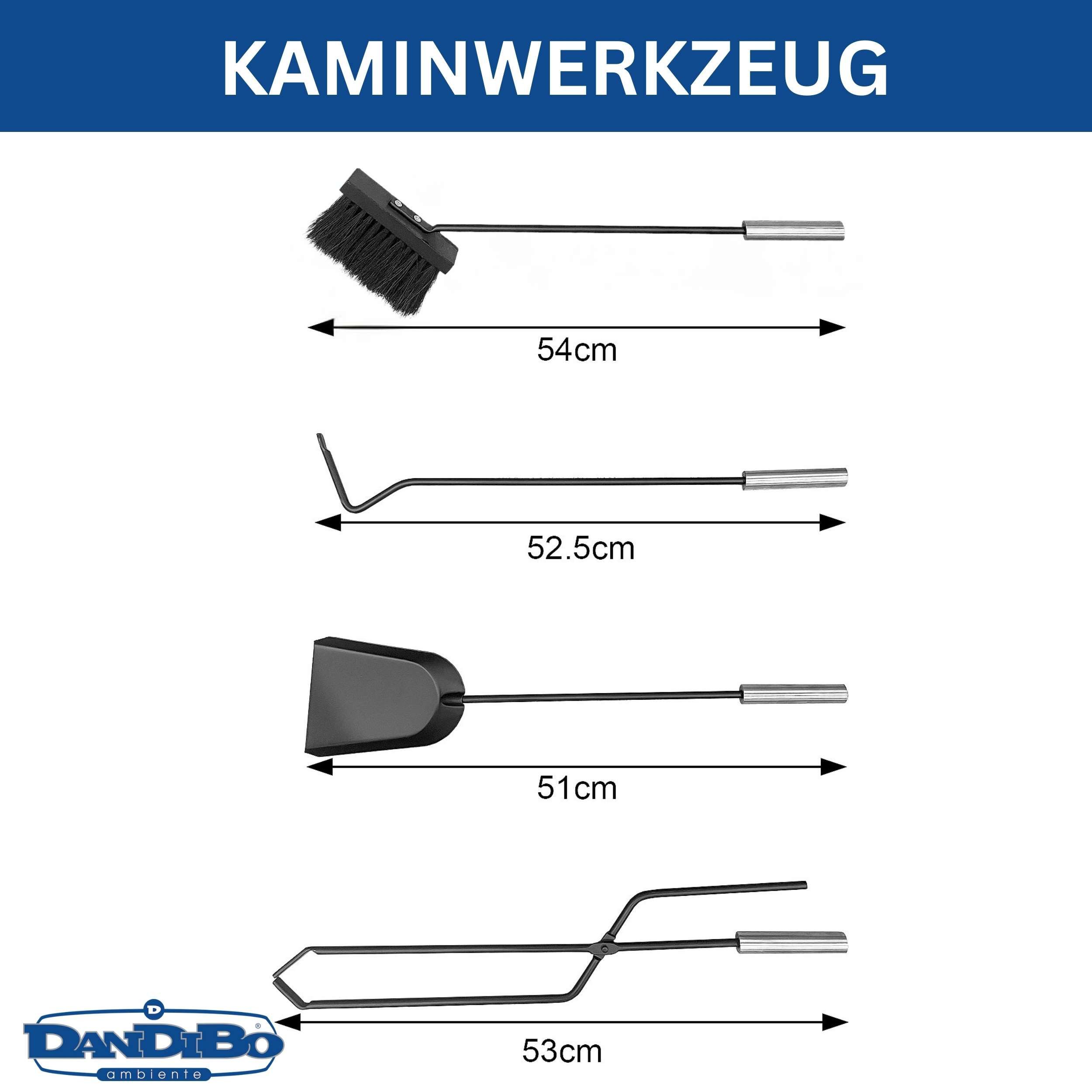DanDiBo Kamingarnitur 5 Teilig Set 96572 Kaminset Kamingarnitur Ofenbesteck, (5-St., Schürhaken, Zange, Schaufel, Besen, Stand)