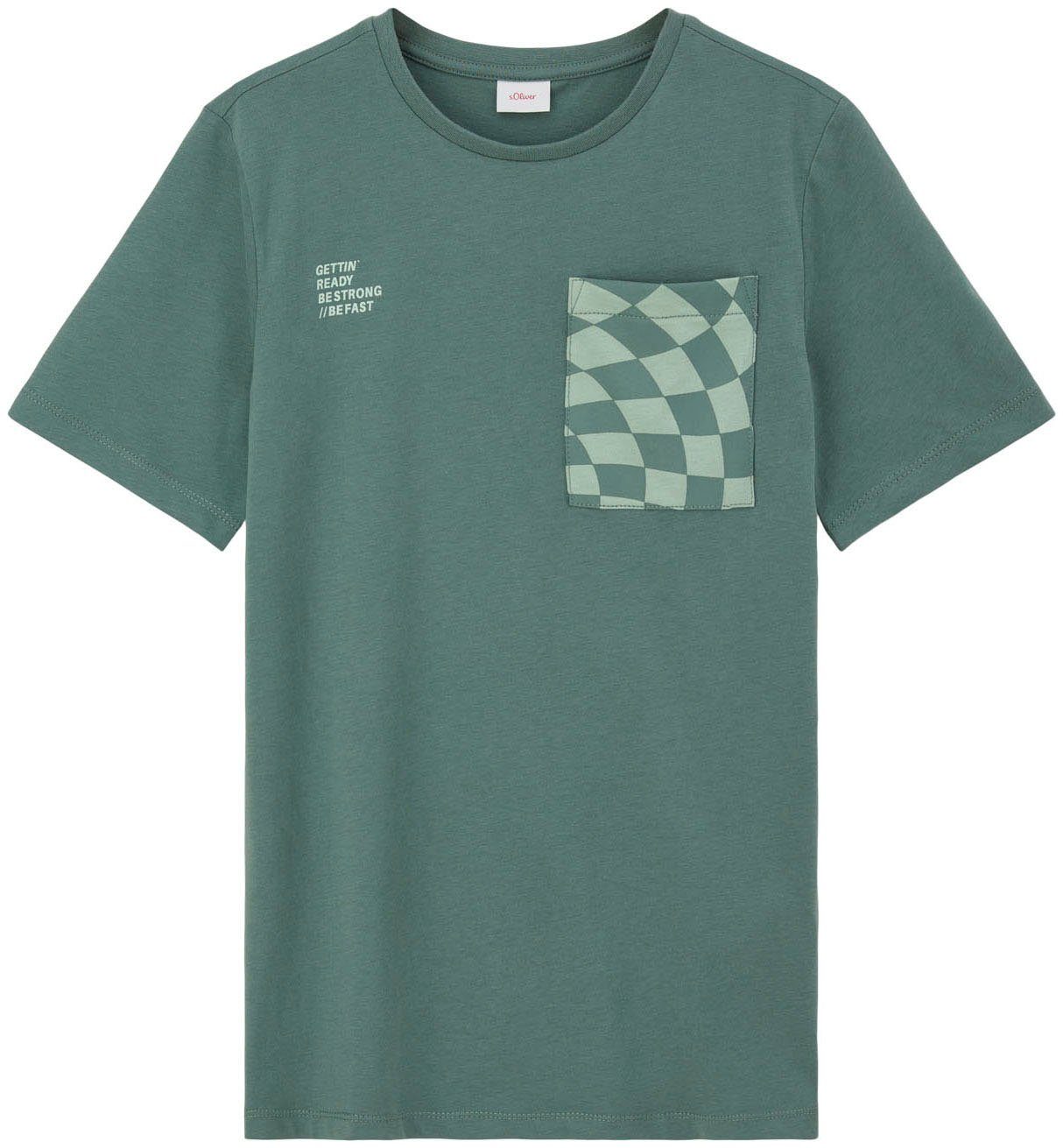 s.Oliver Junior T-Shirt mit gummiertem Print blue green