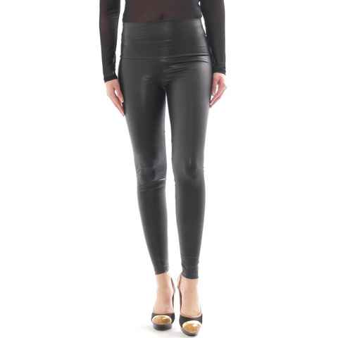 SYS Leggings Leggings Matt-Glanz hoher Bund Hose lang Röre Treggings wie Leder Lack