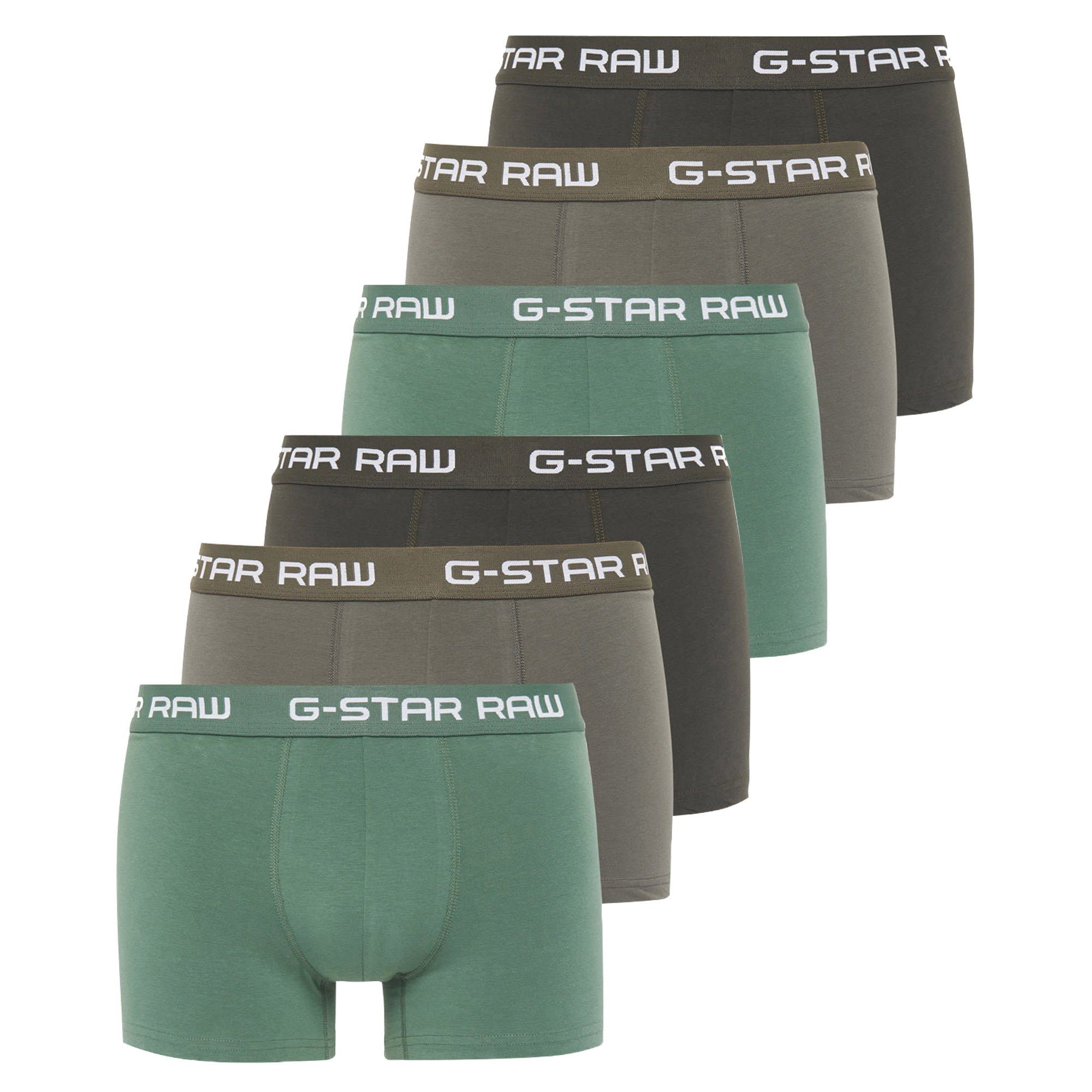 G-Star RAW Boxer Herren Shorts 6er Pack - Classic Trunk, Logobund Grün/Grau