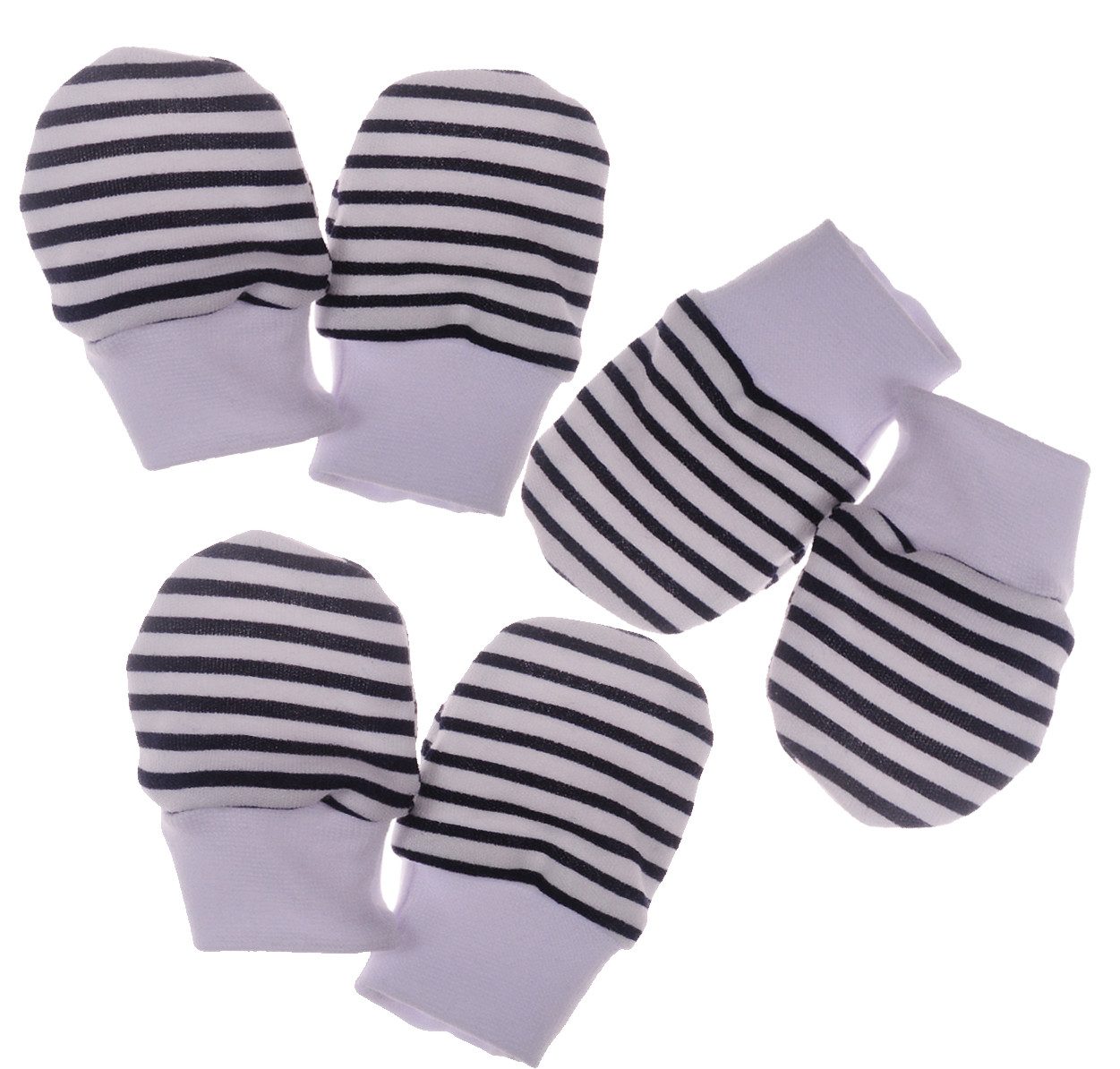 La Bortini Fäustlinge Baby Kratzhandschuhe Kratzfäustlinge 3er Pack gestreift aus Baumwolle, Baby Zubehör, 3 Paare, neutral