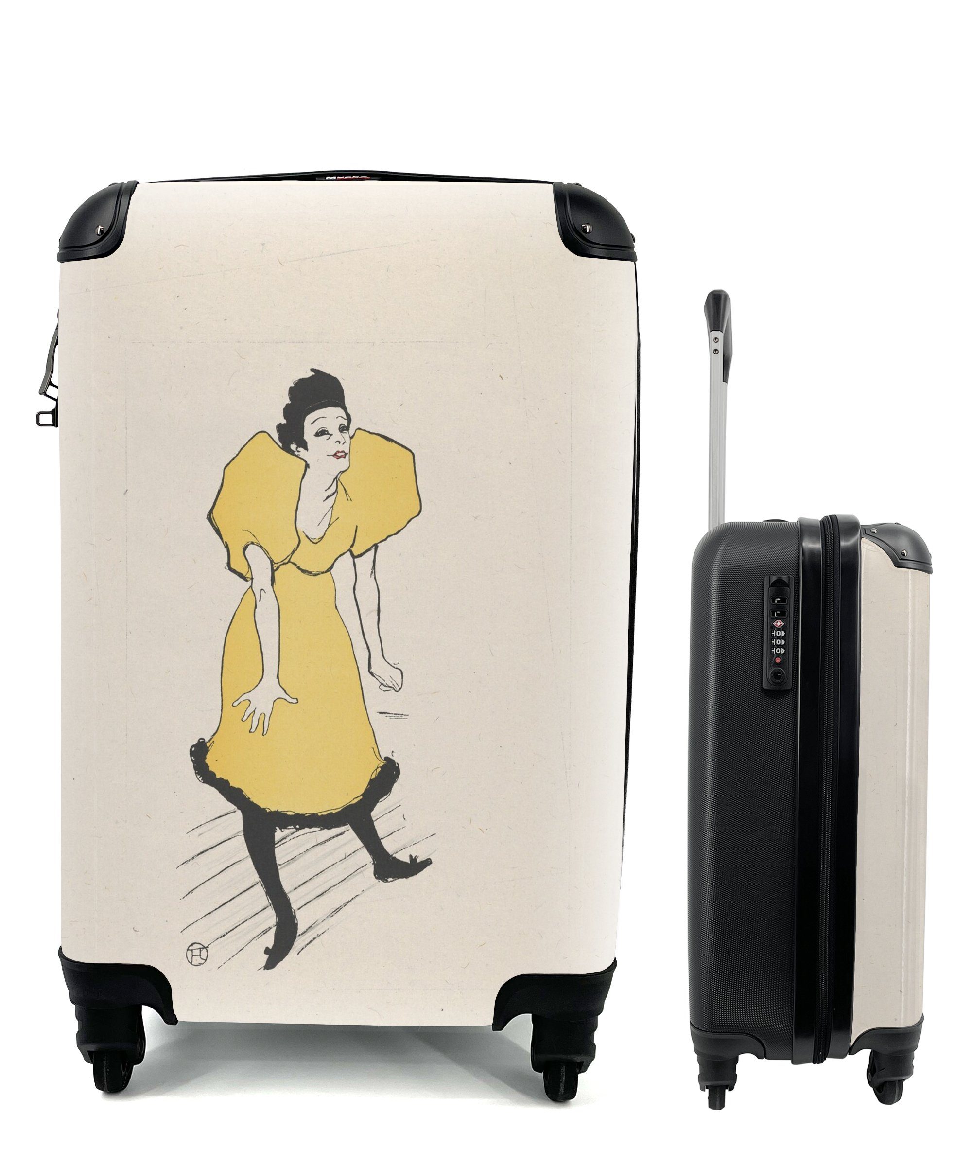 MuchoWow Handgepäckkoffer Polar - Gemälde von Henri de Toulouse-Lautrec, 4 Rollen, Reisetasche mit rollen, Handgepäck für Ferien, Trolley, Reisekoffer