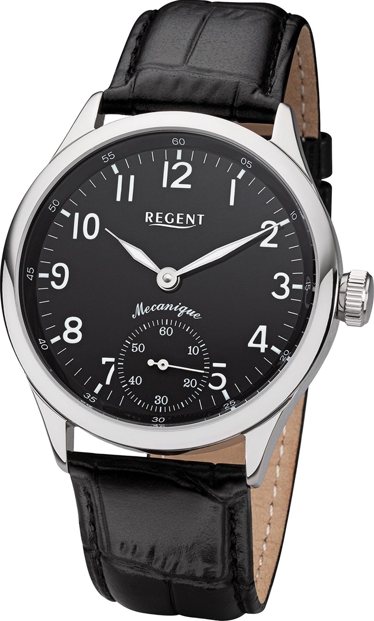 Regent Quarzuhr Regent Herren Armbanduhr Analoganzeige, Herren Armbanduhr rund, groß (ca. 42,5mm), Lederbandarmband