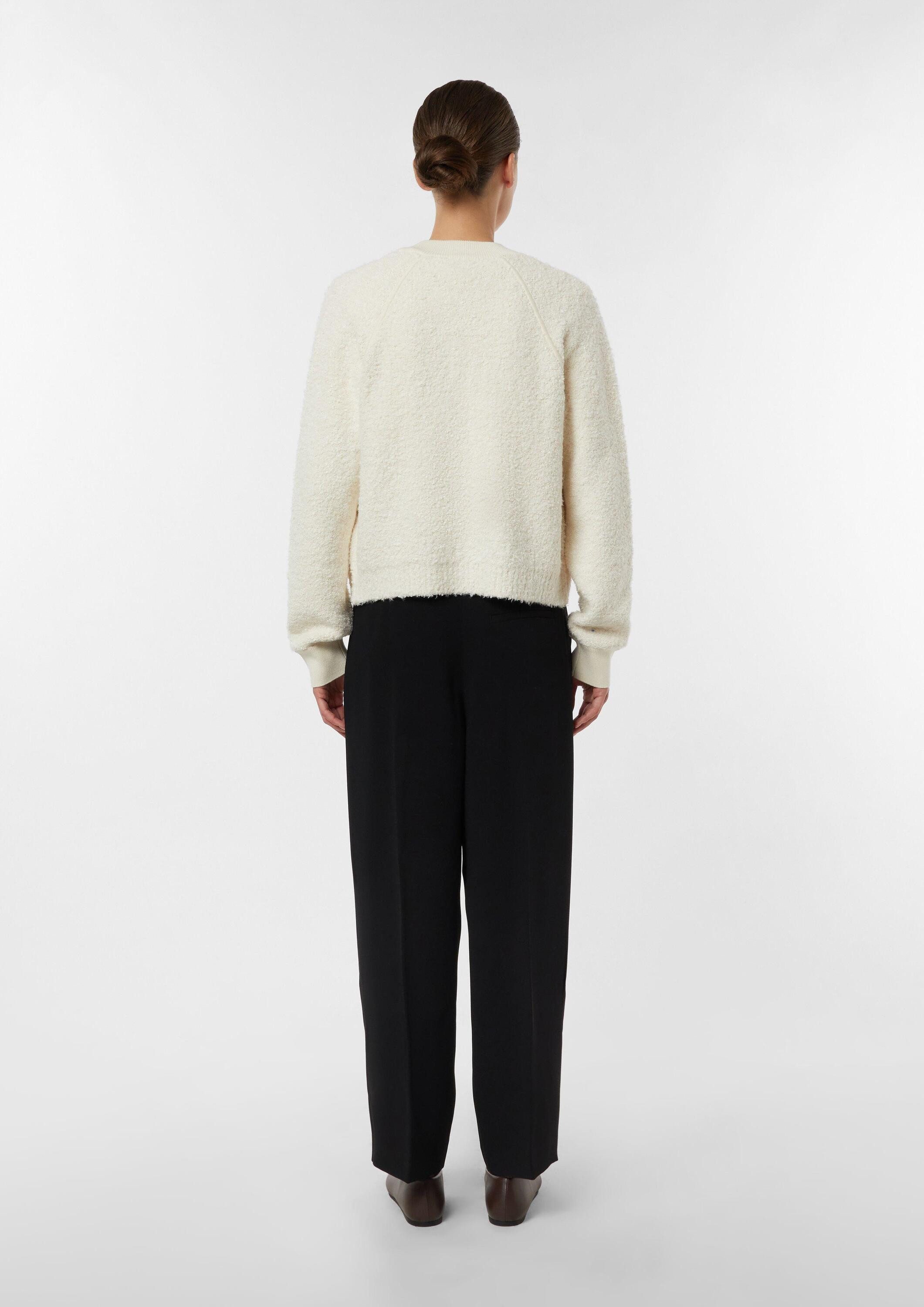 comma Funktionsjacke Strickjacke Bouclé-Strickblouson aus Baumwollmix mit Raglanärmeln