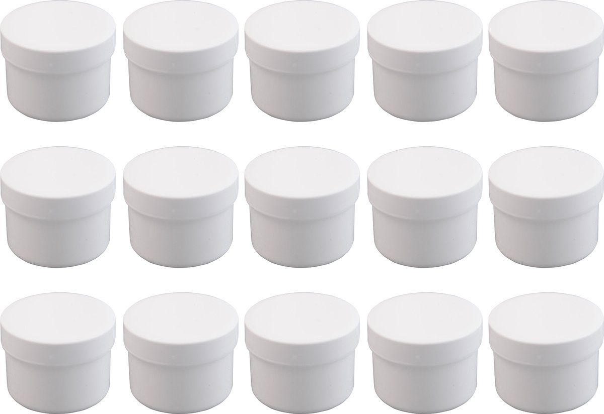 Doserie Kuhn Dose für Salben, Cremes oder Kleinigkeiten (Füllvolumen 35 ml (flach), Höhe 35 mm, 15 St., Salbendosen mit passenden Deckeln), Salbentiegel, Salbenkruke, Cremedose