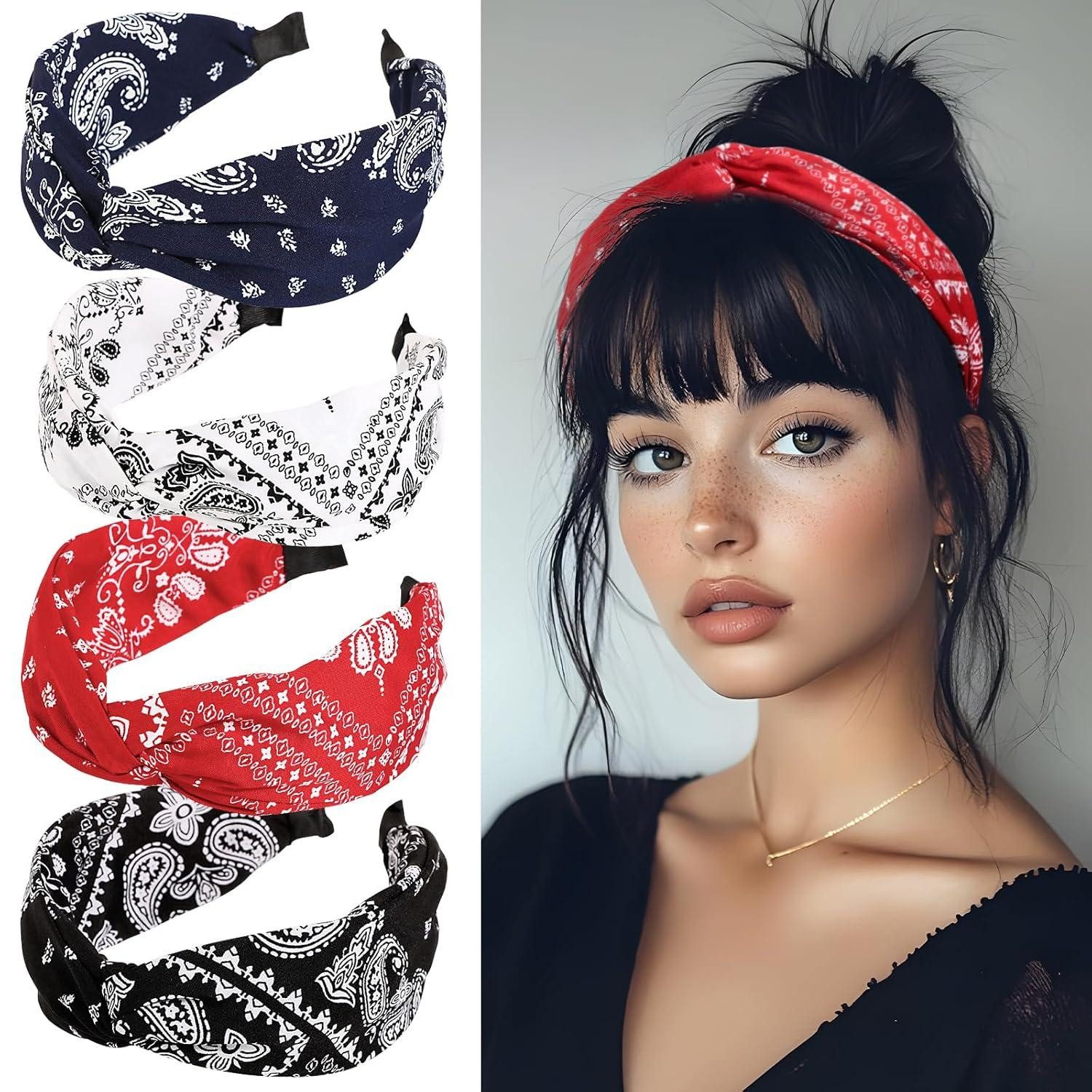 Haarreif 4er Set Haarreifen Damen Stirnband Paisley Knoten Vintage Haarschmuck