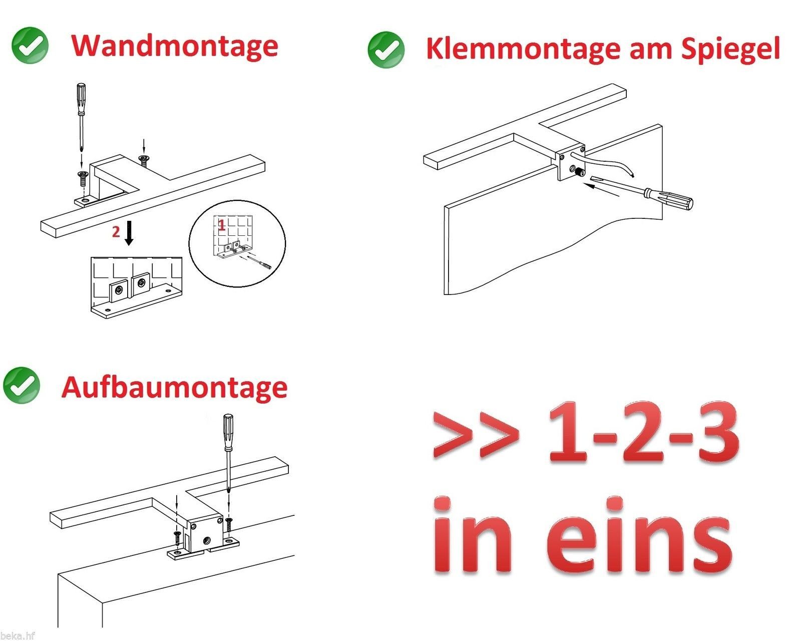 Badleuchte LED neutralweiß Badlampe Spiegelleuchte Schranklampe Spiegellampe kalb Aufbauleuchte,