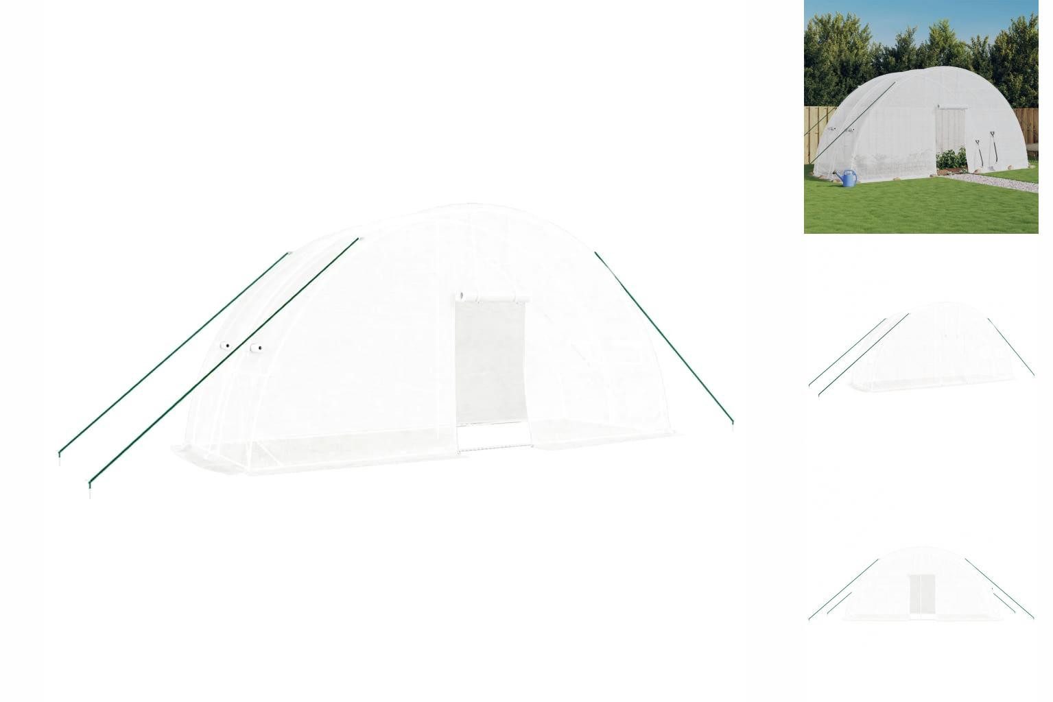 vidaXL Gewächshaus Gewächshaus mit Stahlrahmen Weiß 12 m² 6x2x2,85 m Kunststoff Plane Zel weiß | Rabatt: 24%