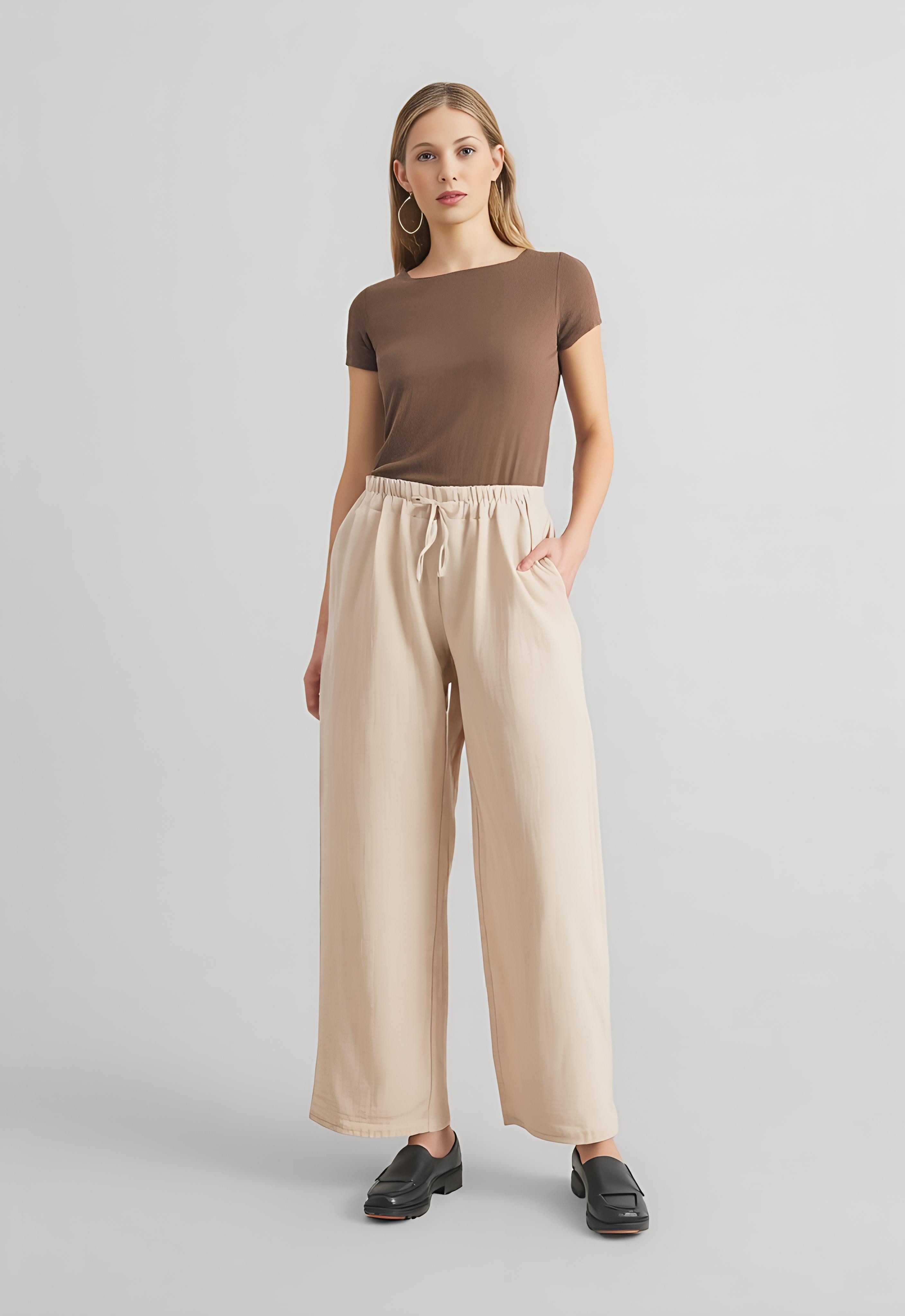 malito more than fashion Palazzohose malito Damen Palazzohose 2305 Sommerhose Marlenehose Culottehose mit elastischem Bund Einheitsgröße