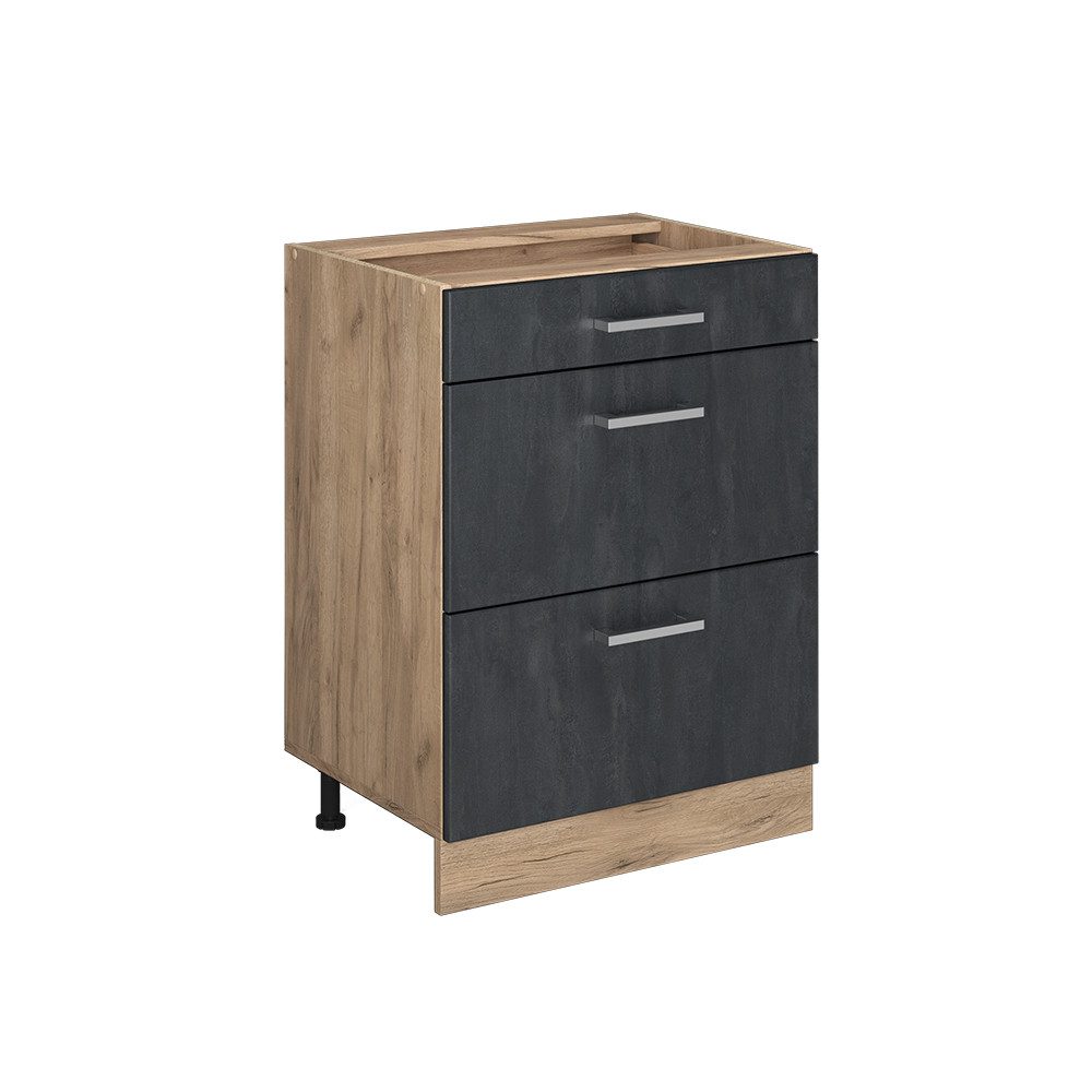 Vicco Unterschrank R-Line, Schwarz Beton/Goldkraft Eiche, günstig online kaufen