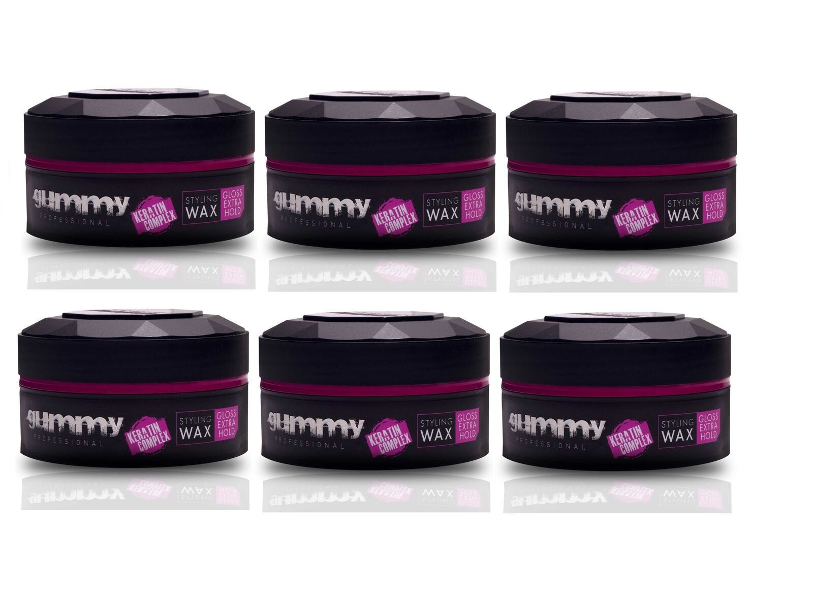 Gummy Professional Haarwachs 6x Haarstyling Wax Hair Wax Gloss Extra Hold 150ml, 6-tlg.