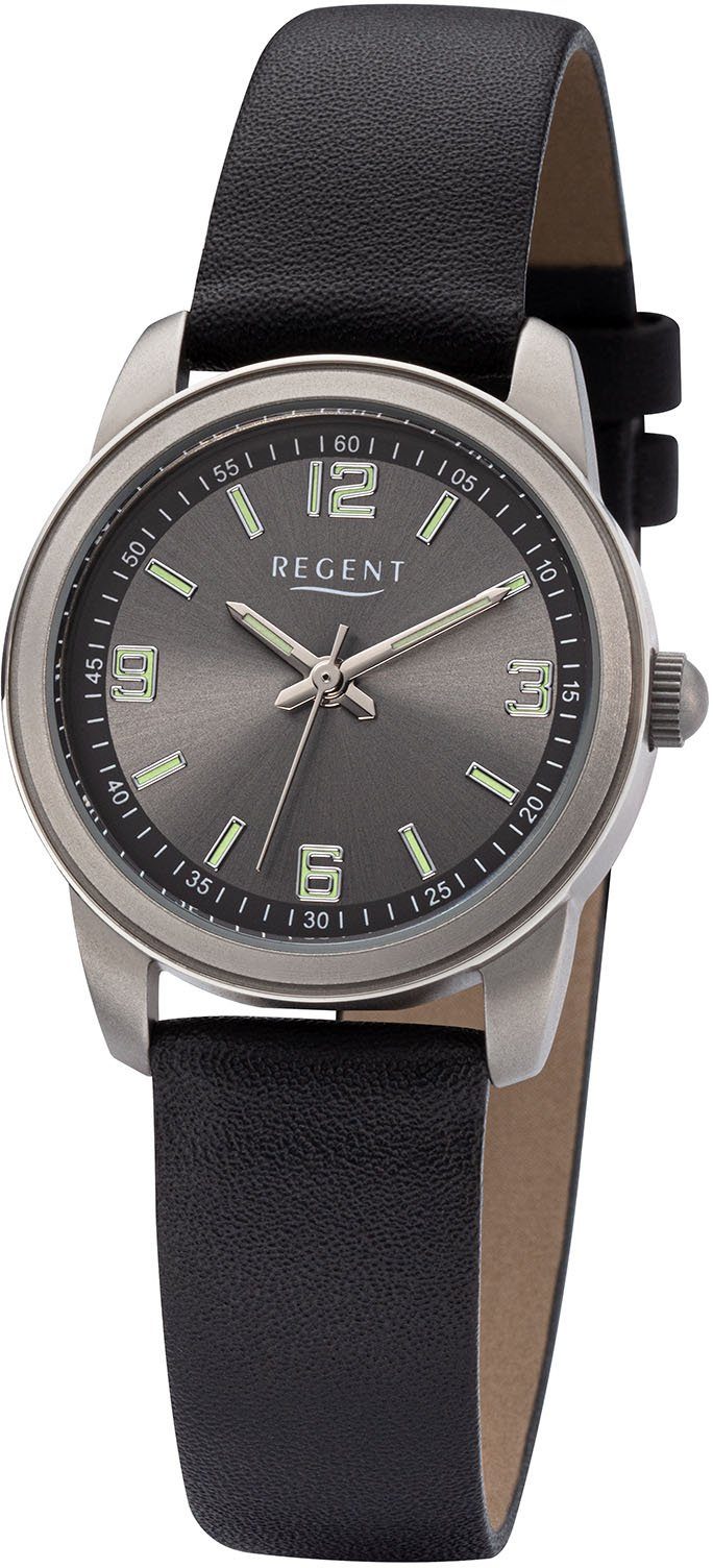 Regent Quarzuhr F1314 - 6720.90.22, Armbanduhr, Damenuhr, Leuchtzeiger, Leuchtindex (Zifferblatt)
