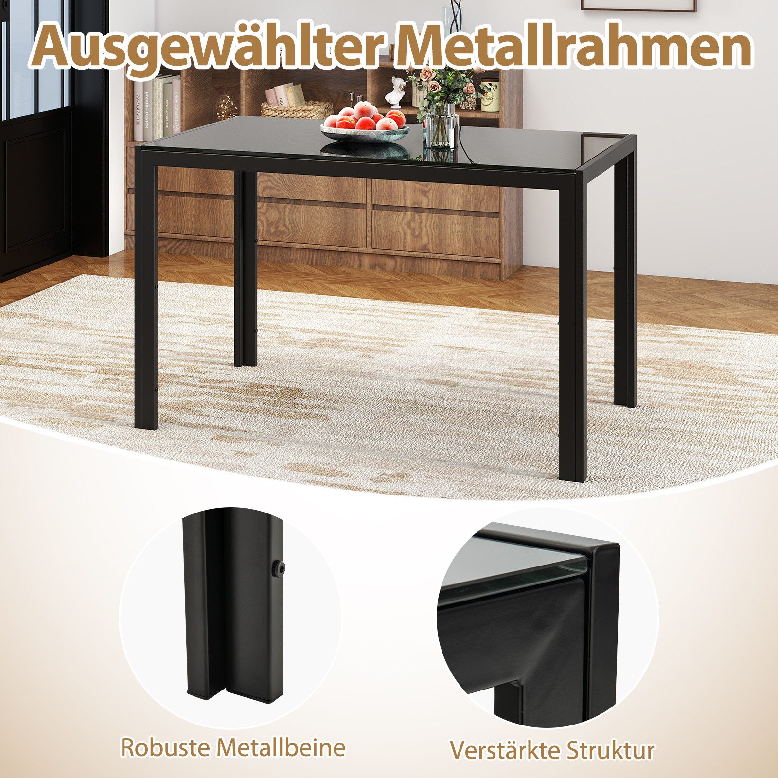 COSTWAY Esstisch (1-St), Glas, quadratischer Küchentisch für 4 Personen günstig online kaufen