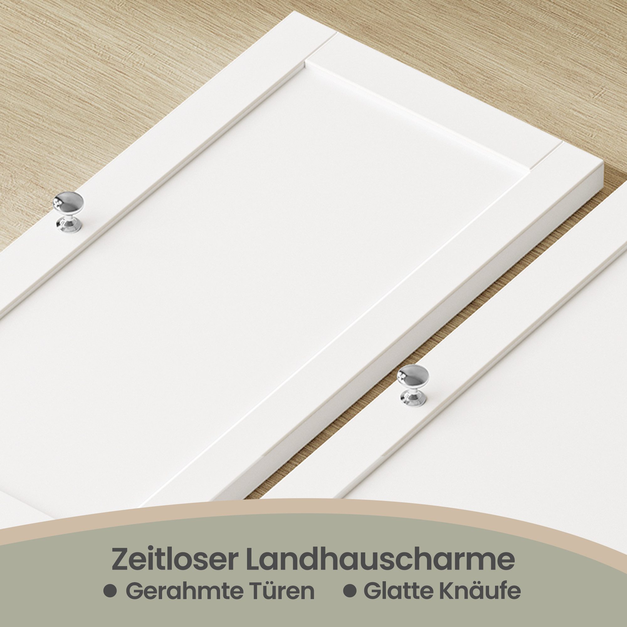VASAGLE Hängeschrank Badezimmerschrank, Medizinschrank mit verstellbarem Einlegeboden Wandschrank mit Türen, Handtuchhalter und offenem Fach, Landhausstil – Bild 4 von 5