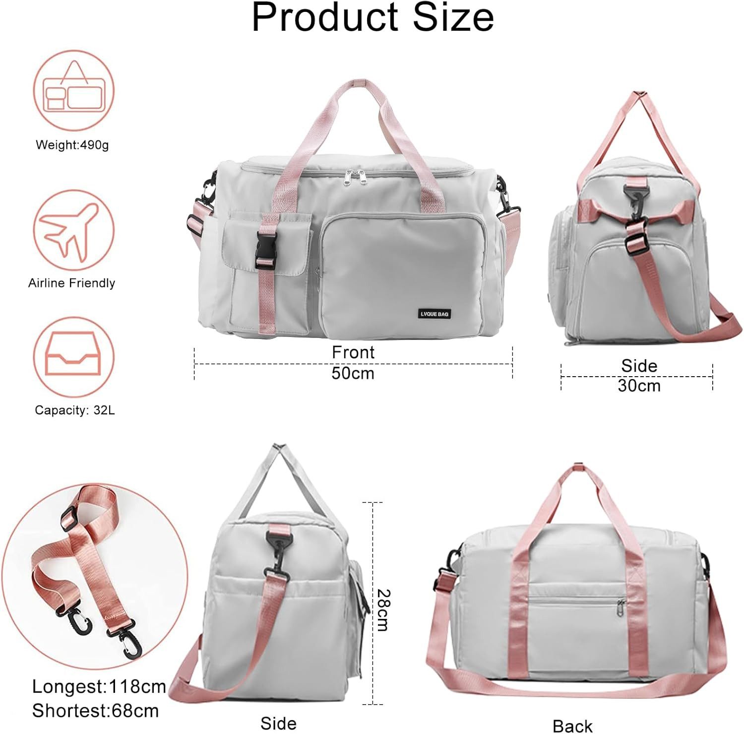 Feelhap Sporttasche Sporttasche 42L Reisetasche mit Rucksackfunktion und Schuhfach groß XL (Einzelartikel Sporttasche 42L Reisetasche Fitness Bag XL groß Plus XXL, 1 Sporttasche 42L mit Rucksackfunktion Schuhfach und Nassfach groß XXL), 42L Volumen Schuhfach Nassfach Rucksackfunktion wasserabweisend großXL