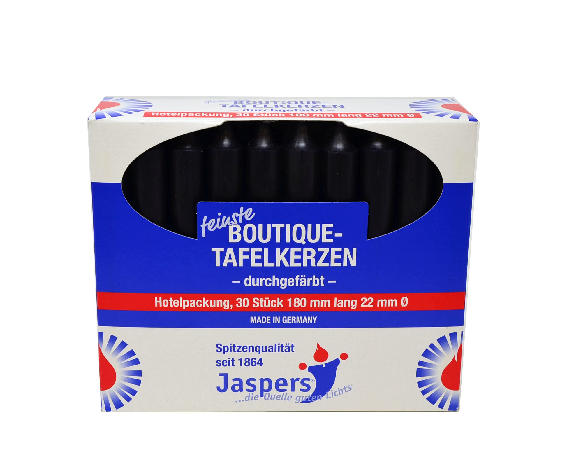 Jaspers Kerzen Tafelkerze Boutique-Kerzen Hotelpackung schwarz 30er Pack du günstig online kaufen