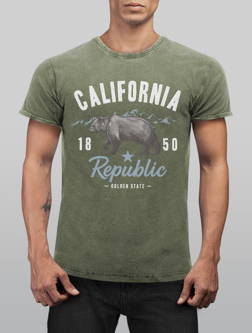 Neverless Print-Shirt Herren Vintage Shirt California günstig online kaufen