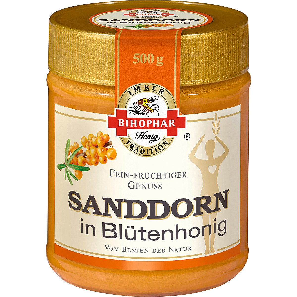 BIHOPHAR Honig, Bihophar Sanddorn in Blütenhonig Zitrone des Nordens im Glas 500g